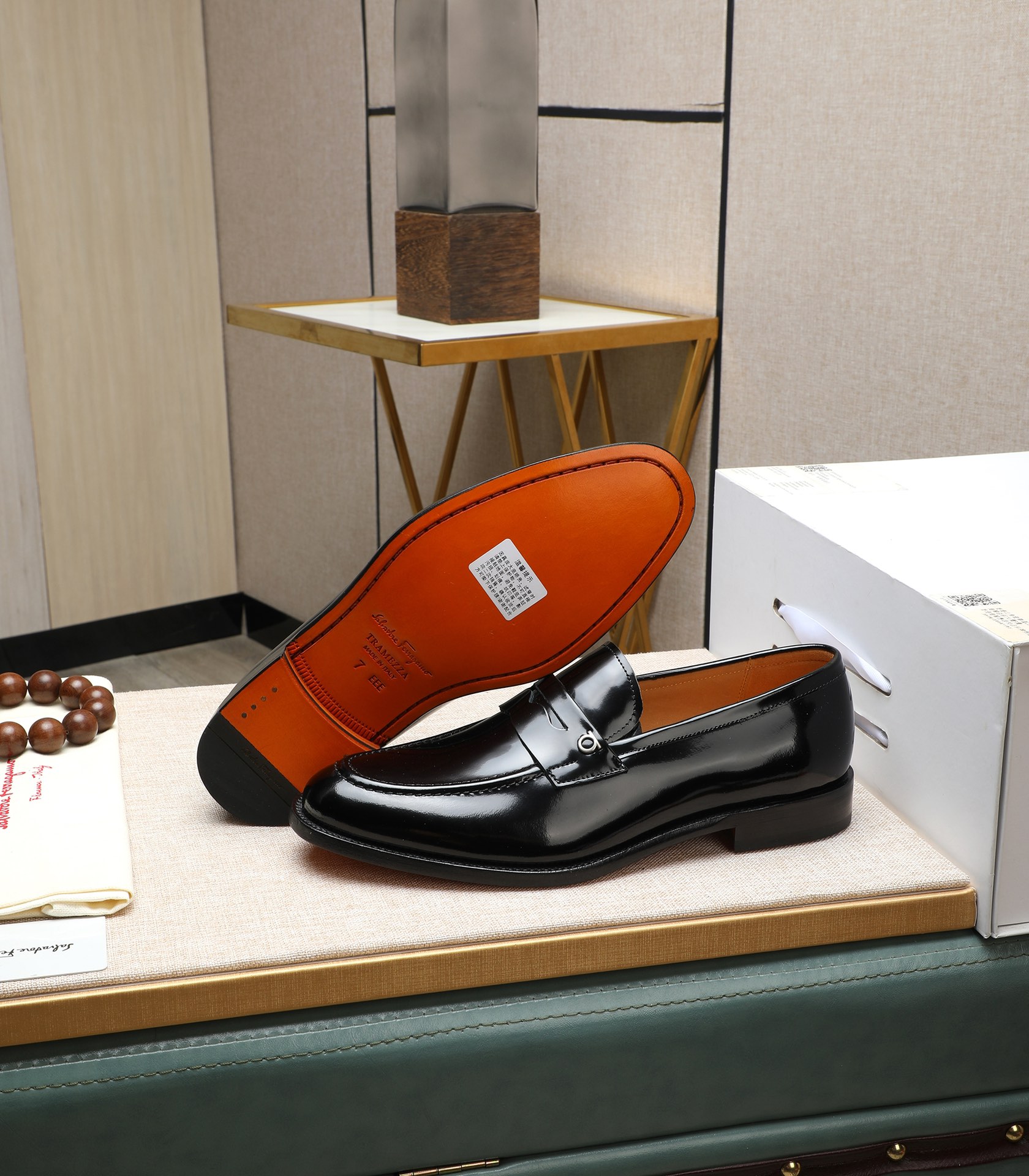 Ferragamo Men's Leather Penny Loafers, Business Dress Shoes, Black, Size 39-44 5 i1710920889 3589 6