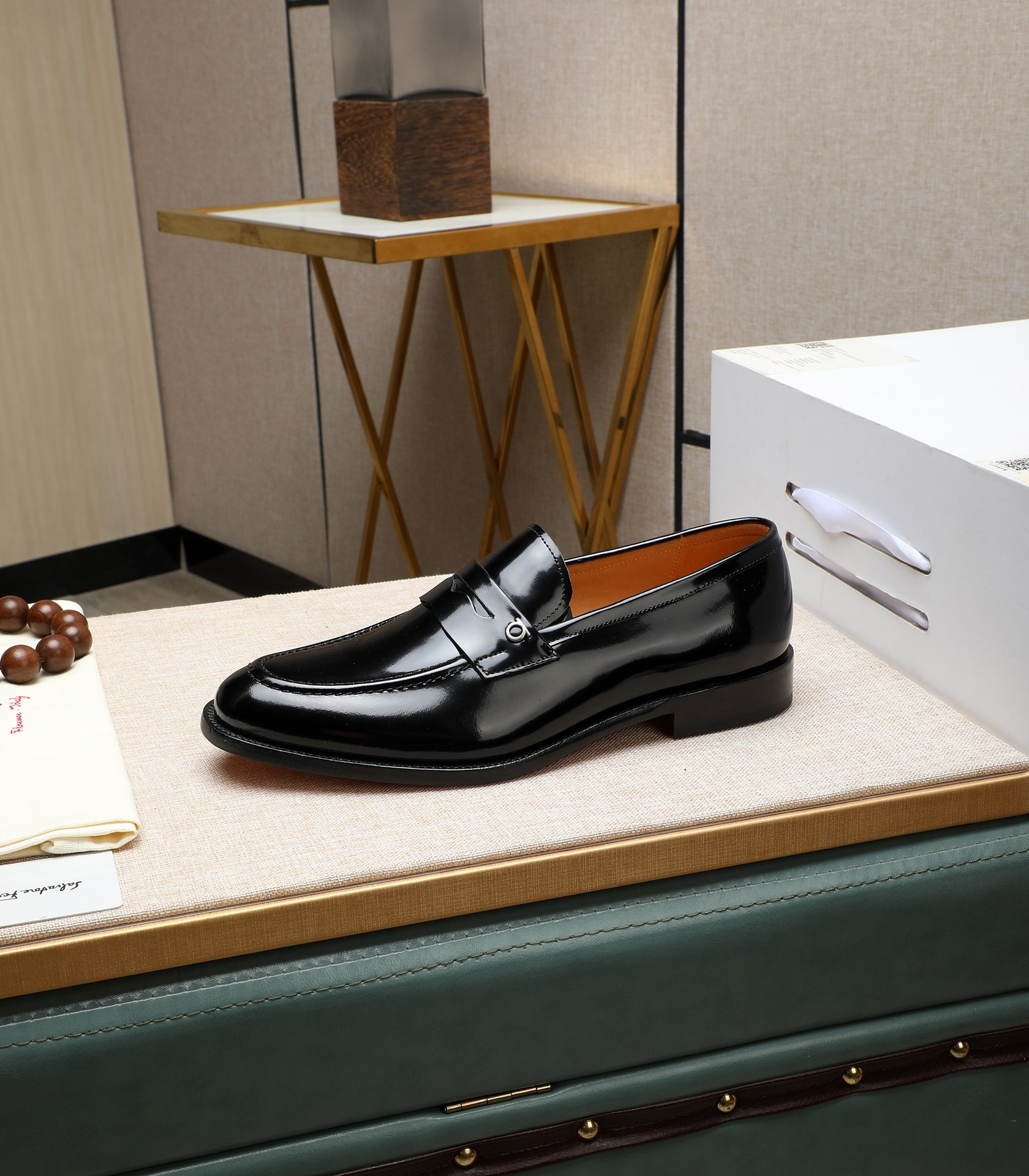 Ferragamo Men's Leather Penny Loafers, Business Dress Shoes, Black, Size 39-44 7 i1710920889 5652 3