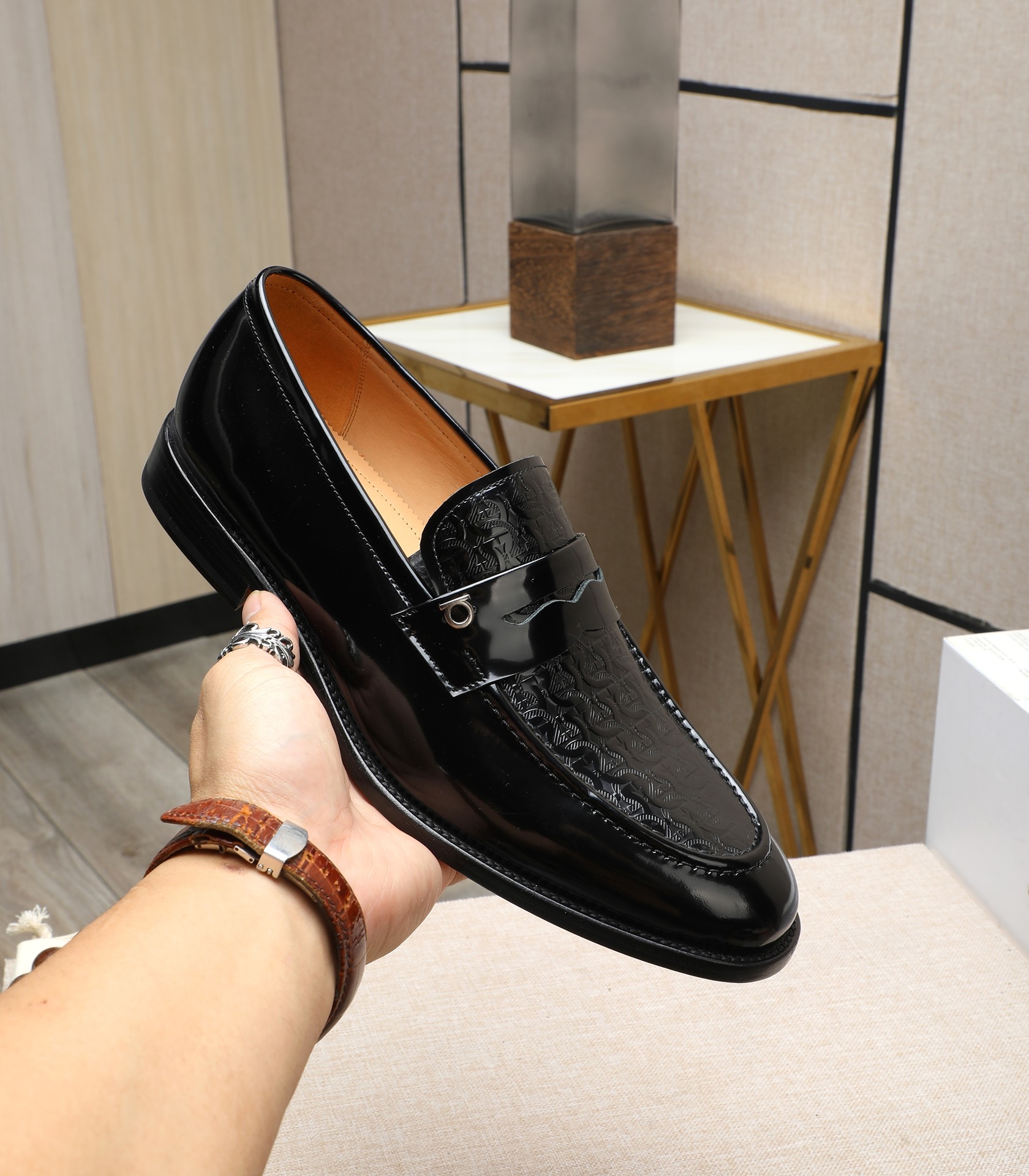 Salvatore Ferragamo Men's Black Leather Penny Loafers Dress Shoes - Size 39-44 6 i1710921486 3481 1