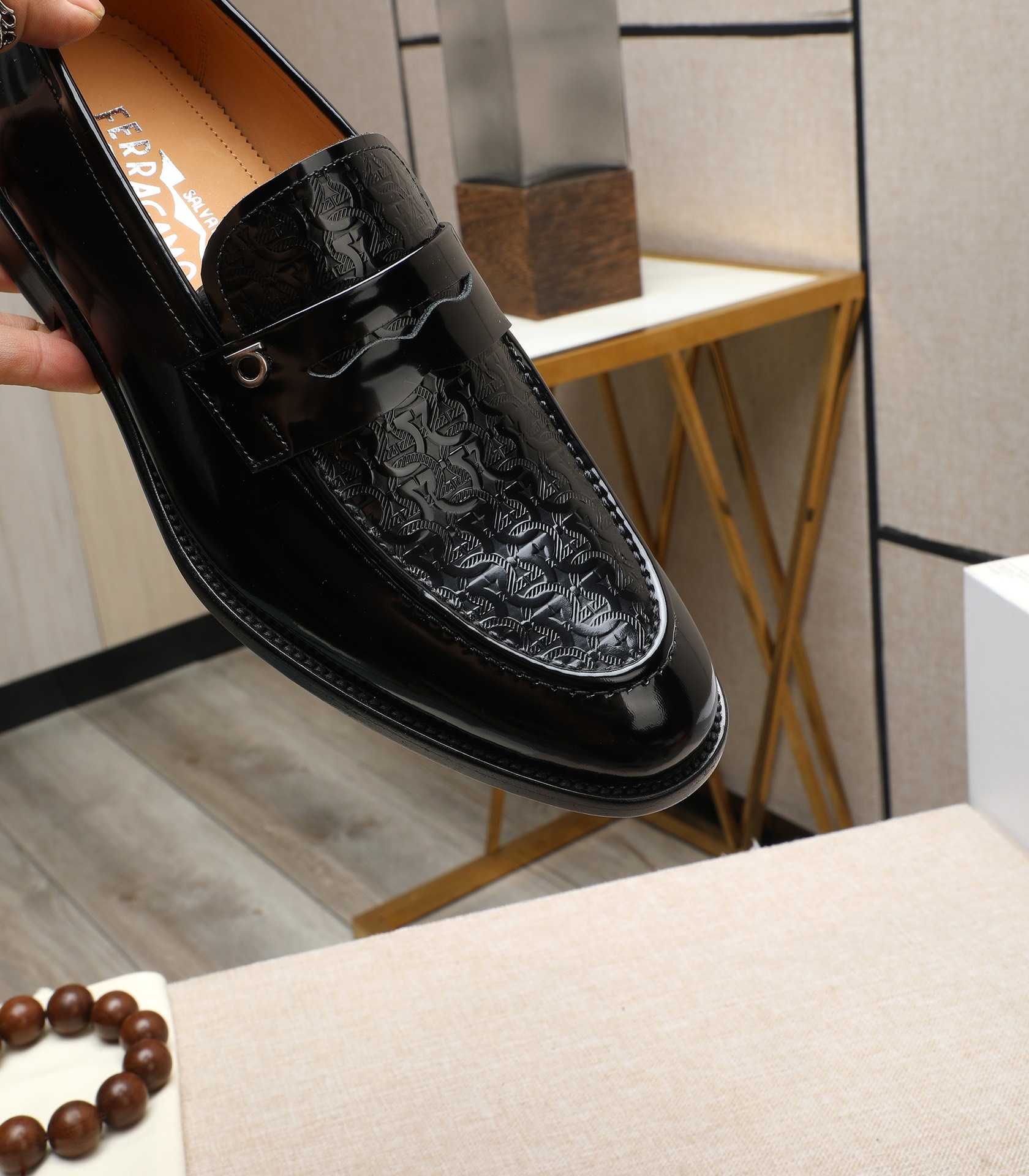 Salvatore Ferragamo Men's Black Leather Penny Loafers Dress Shoes - Size 39-44 10 i1710921486 5717 7