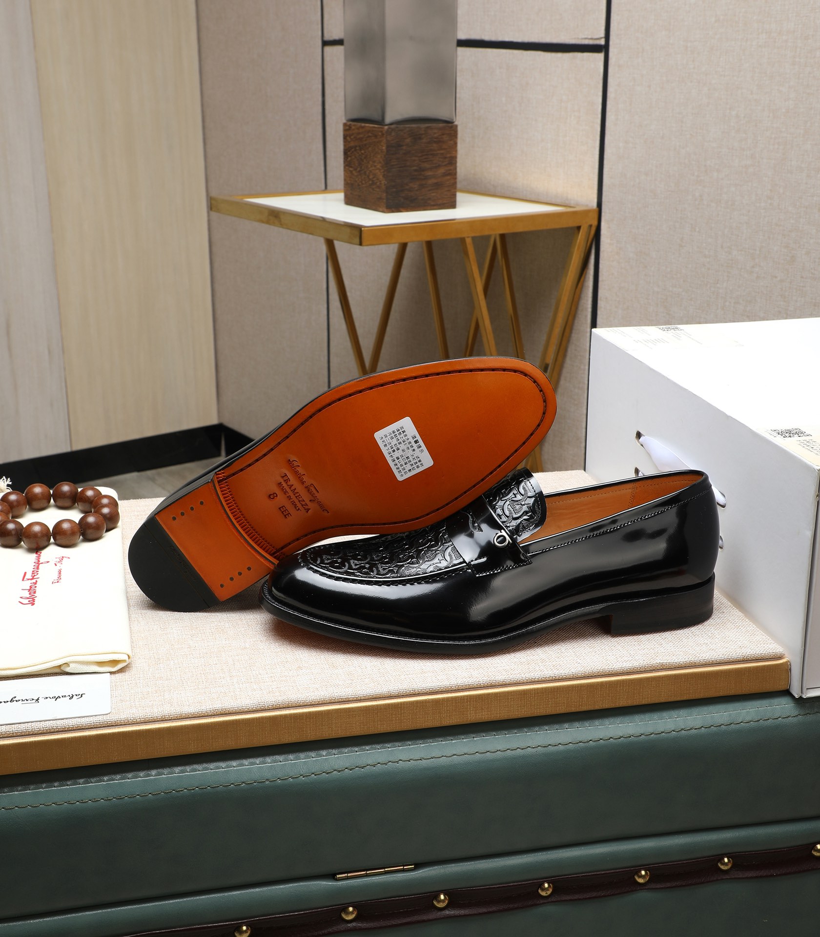 Salvatore Ferragamo Men's Black Leather Penny Loafers Dress Shoes - Size 39-44 5 i1710921486 7280 8