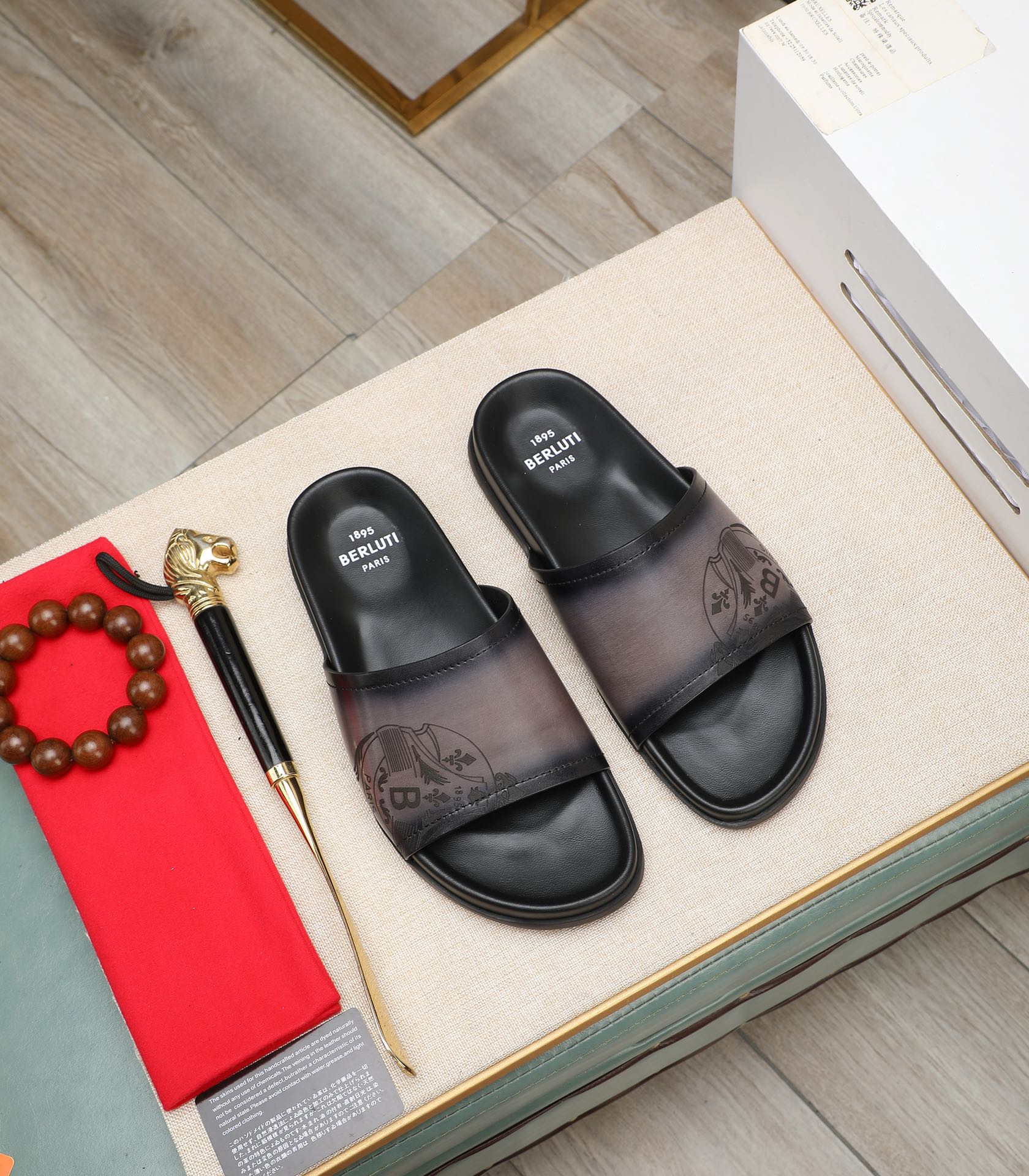 Berluti Leather Slides, Handmade & Stylish Summer Slippers Size 38-44 3 i1713719721 545 3