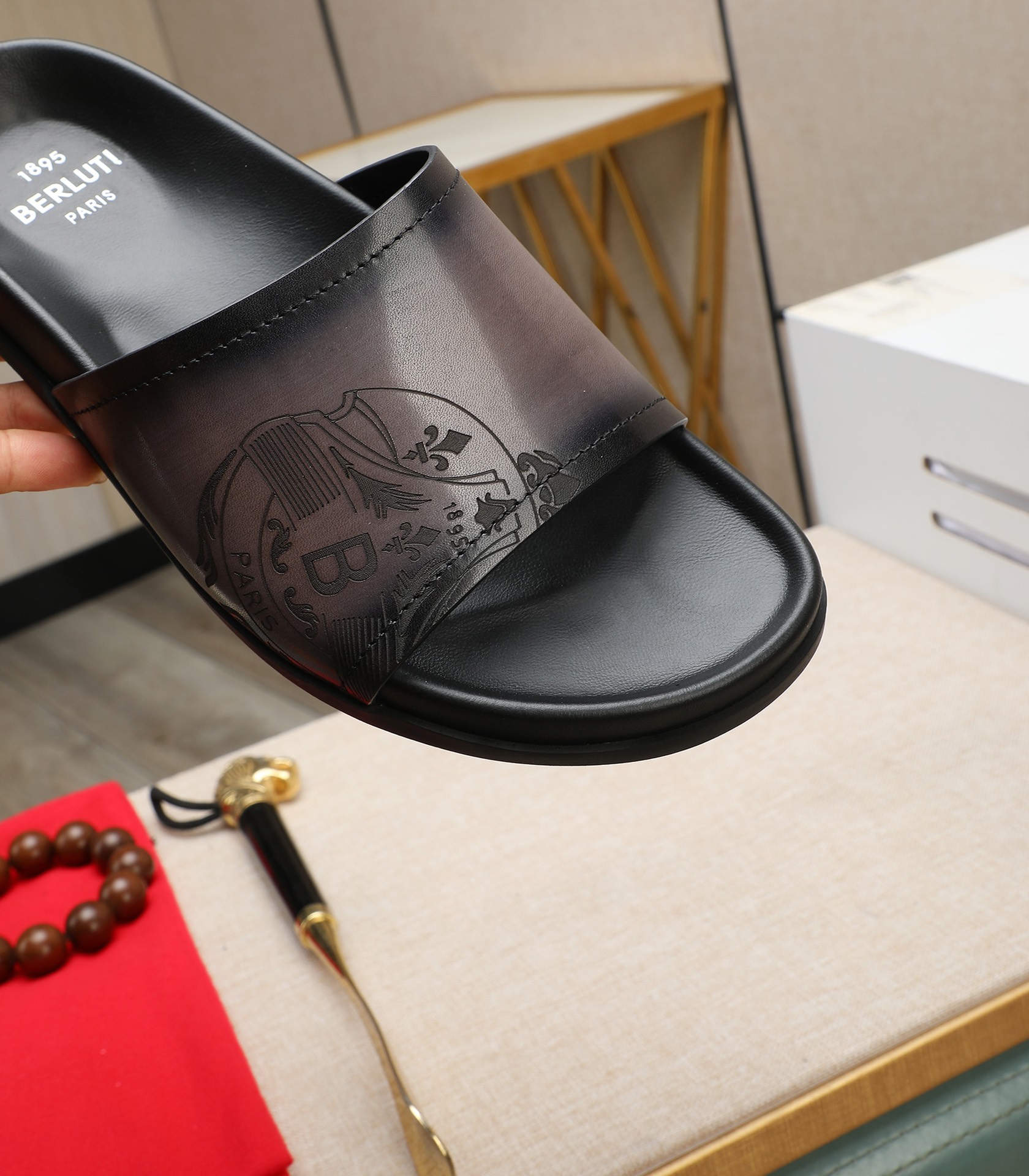 Berluti Leather Slides, Handmade & Stylish Summer Slippers Size 38-44 8 i1713719721 5565 8