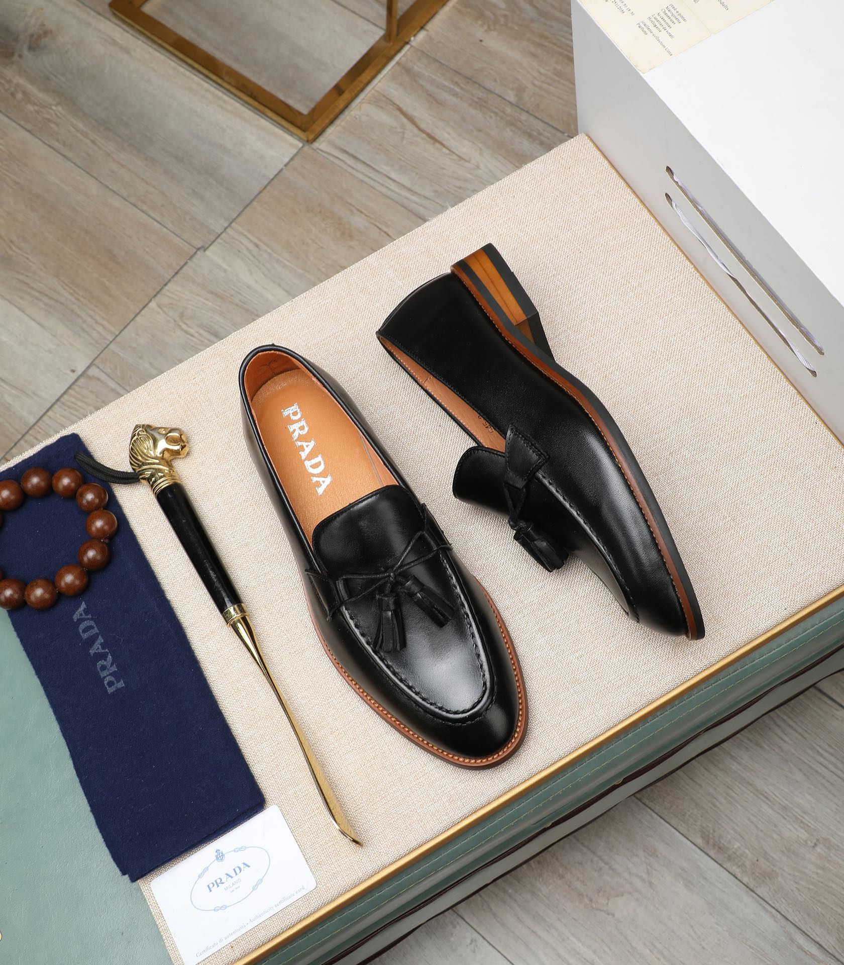 Prada Men's Black Leather Tassel Loafers - Italian Calfskin, Size 38-44 3 i1725478563 9535 8