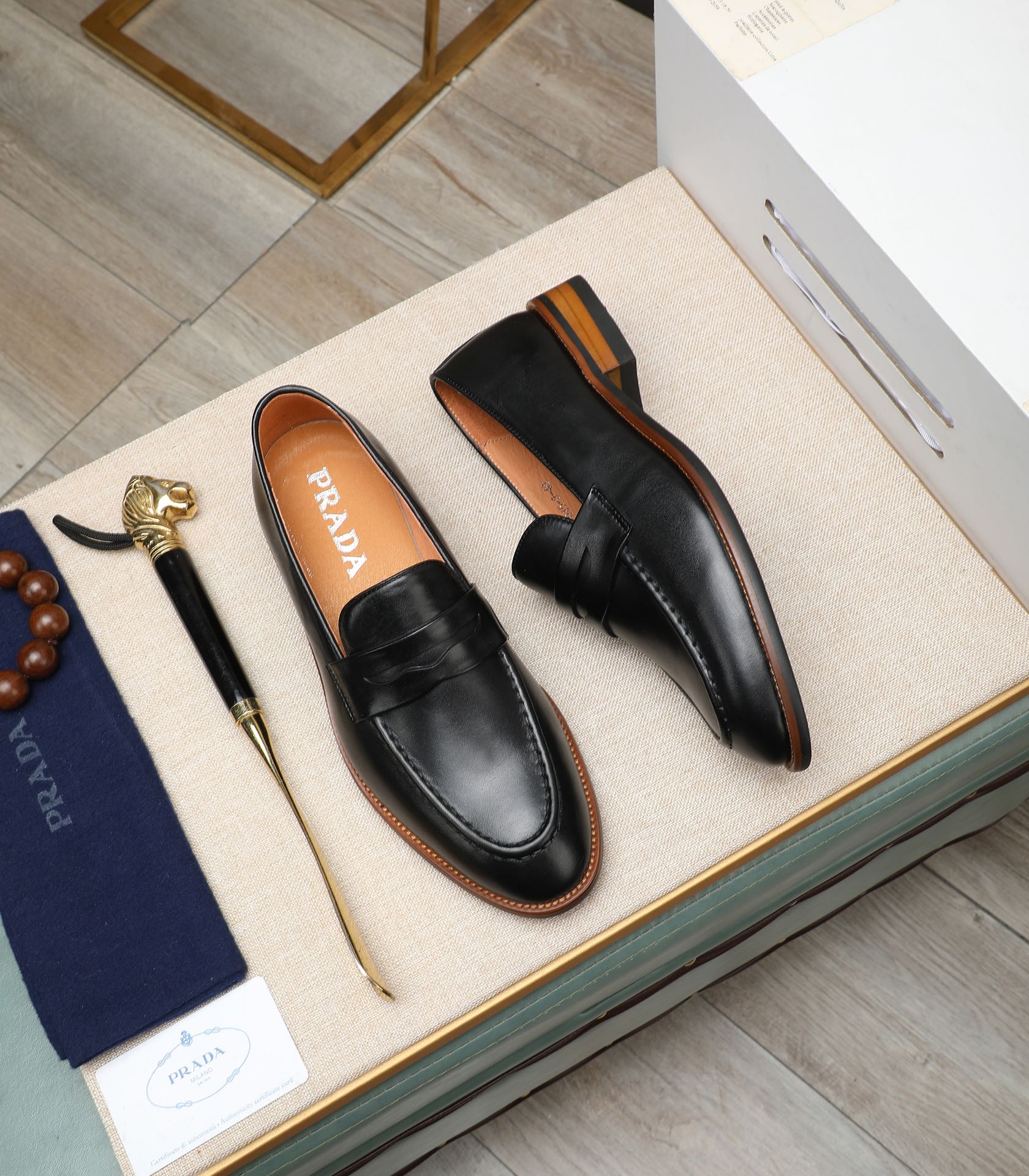 Prada Men's Leather Loafers - Italian Calfskin, Comfortable & Stylish 3 i1725478621 8913 2