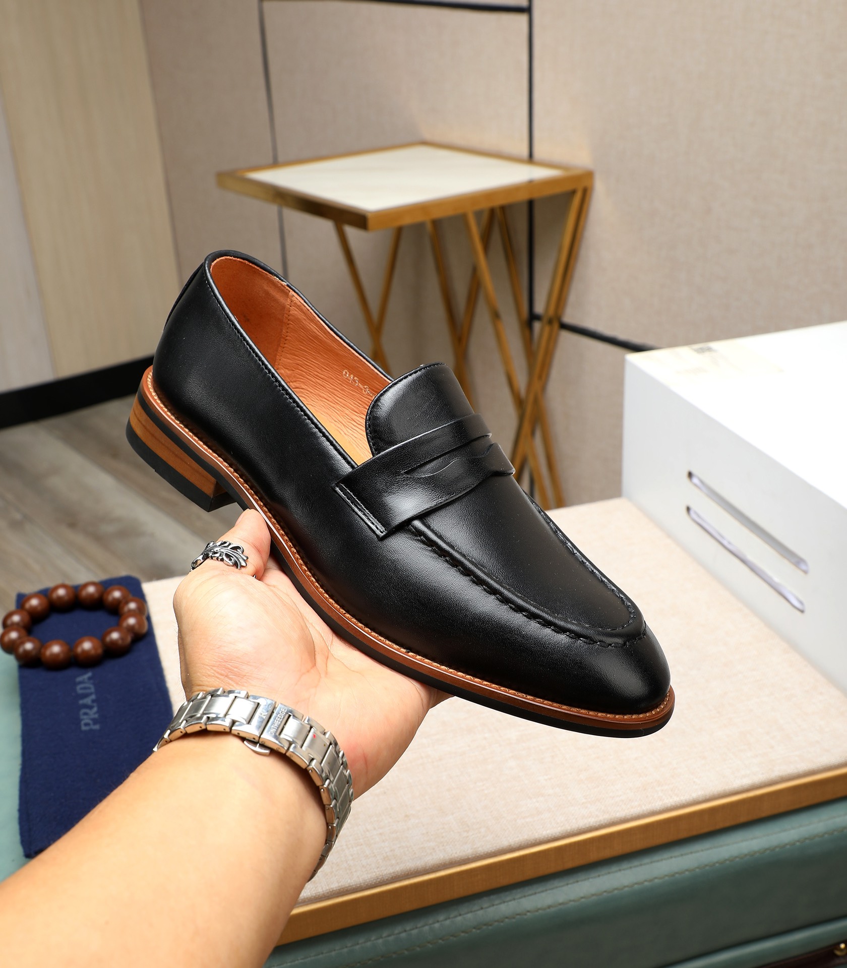 Prada Men's Leather Loafers - Italian Calfskin, Comfortable & Stylish 6 i1725478621 9529 3