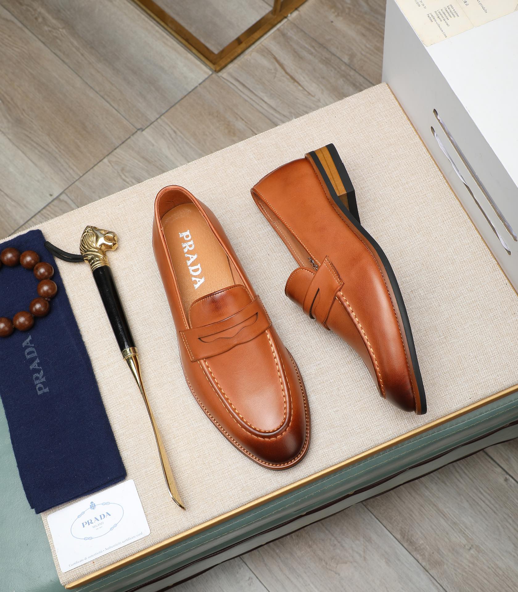 Prada Leather Loafers - Italian Calfskin, Comfortable and Luxurious 3 i1725478637 665 3