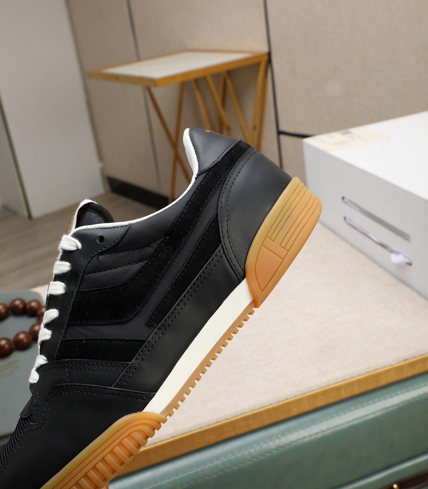 Tom Ford Men's Black Leather and Suede Sneakers with Gum Rubber Sole 9 i1739339909330 8434 0 7