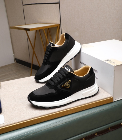 Prada Men's Leather & Suede Black Sneakers Lace-Up, Size 38-44 14 Prada Men's Leather & Suede Black Sneakers Lace-Up, Size 38-44