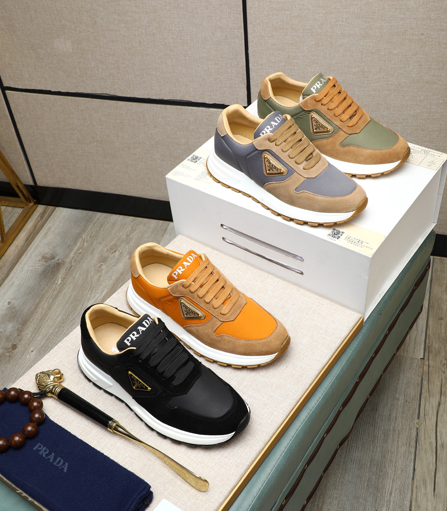 Prada Men's Leather & Suede Black Sneakers Lace-Up, Size 38-44 10 i1741938803212 1342 0 8