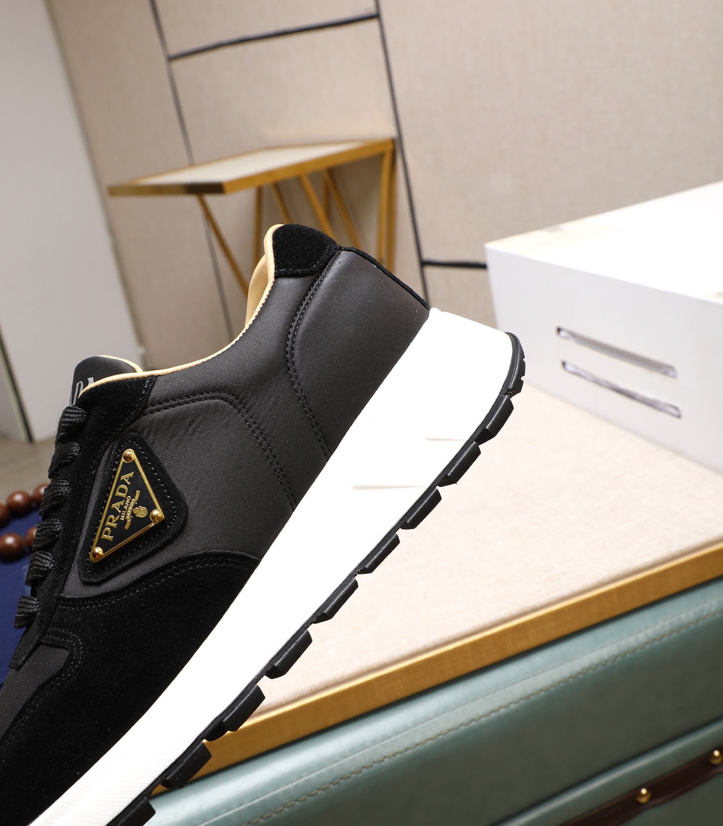 Prada Men's Leather & Suede Black Sneakers Lace-Up, Size 38-44 7 i1741938803227 7678 0 5