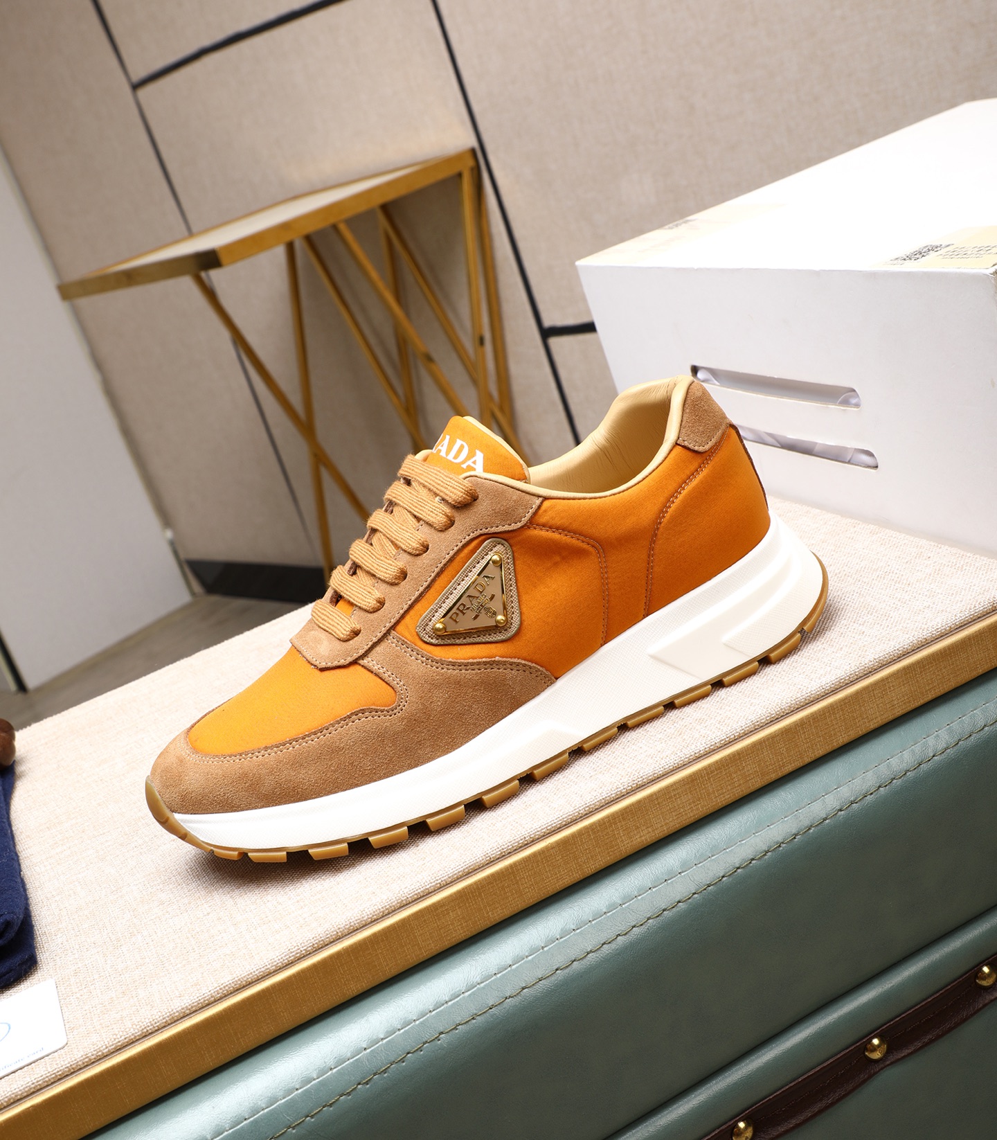 Prada Men's Leather and Suede Sneakers - Orange and Brown, Size 38-44 7 i1741938828713 4888 0 5