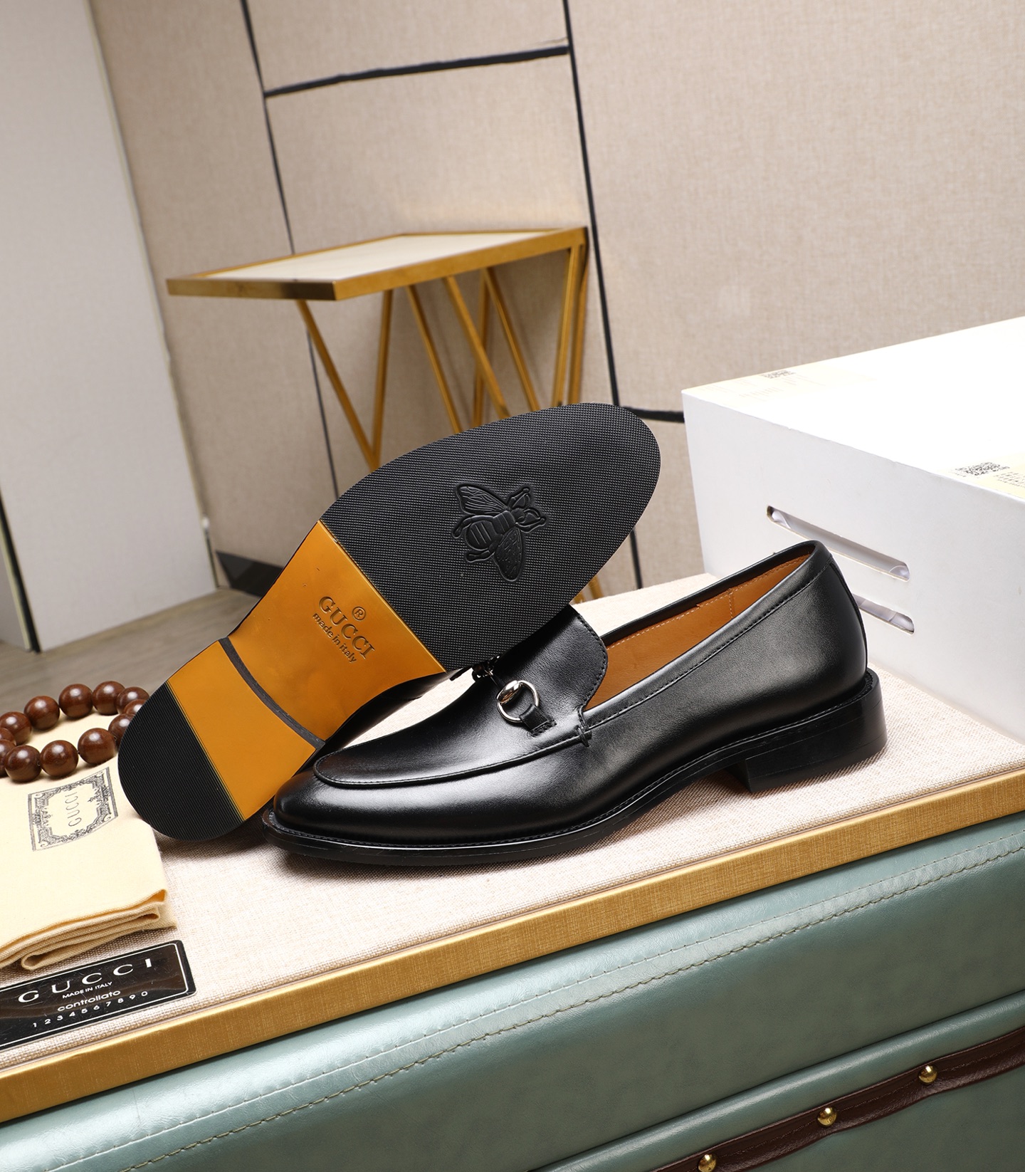 Gucci Premium Leather Formal Loafers - Italian Calfskin, Comfortable Rubber Sole 5 i1741939737208 6750 0 3