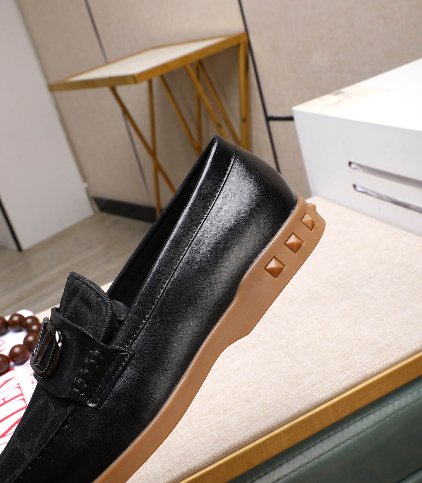 Valentino Men's Black Leather Loafers With Logo Buckle, Size 38-44 8 i1742198453757 5194 0 6