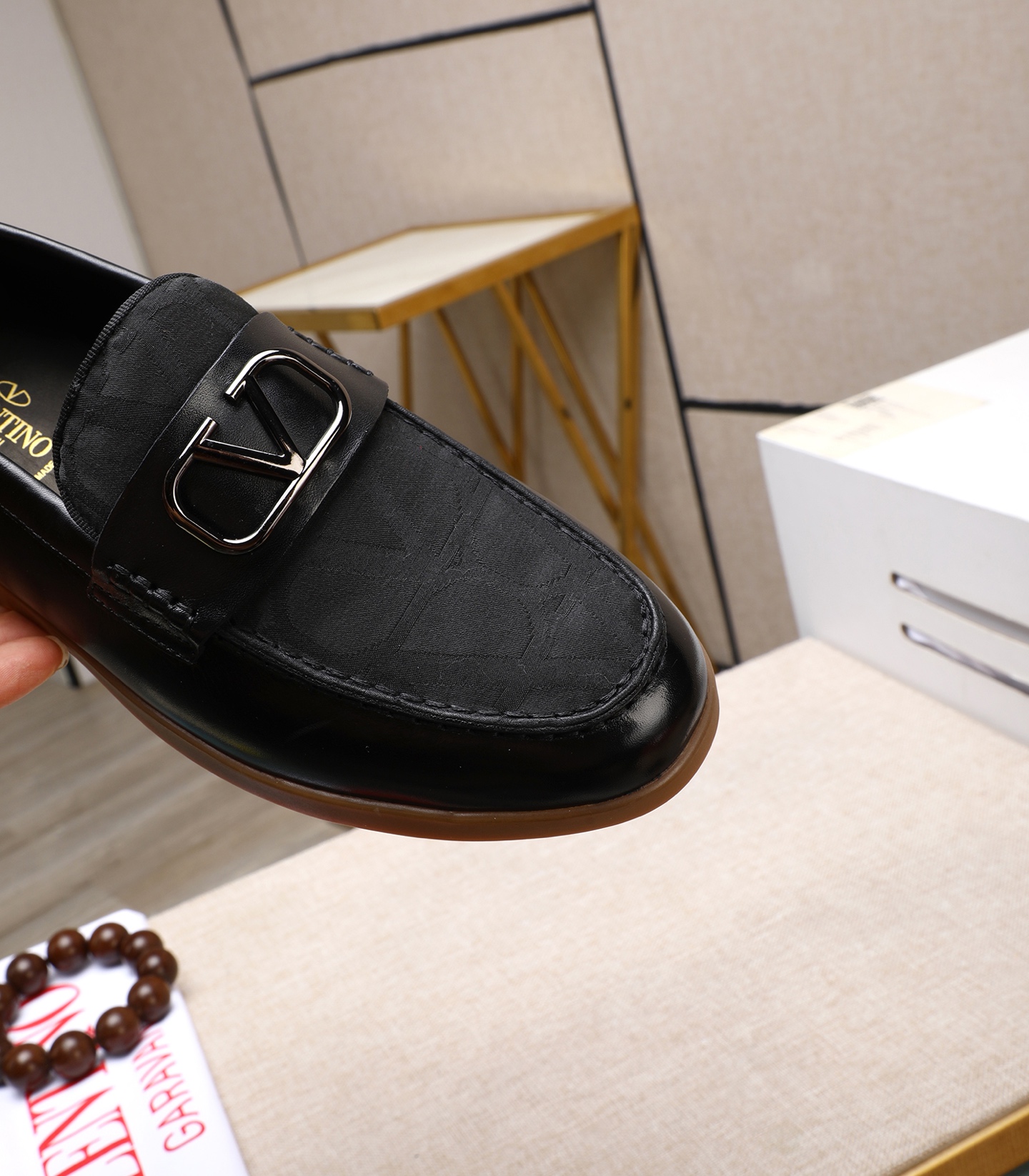 Valentino Men's Black Leather Loafers With Logo Buckle, Size 38-44 10 i1742198453788 2833 0 8