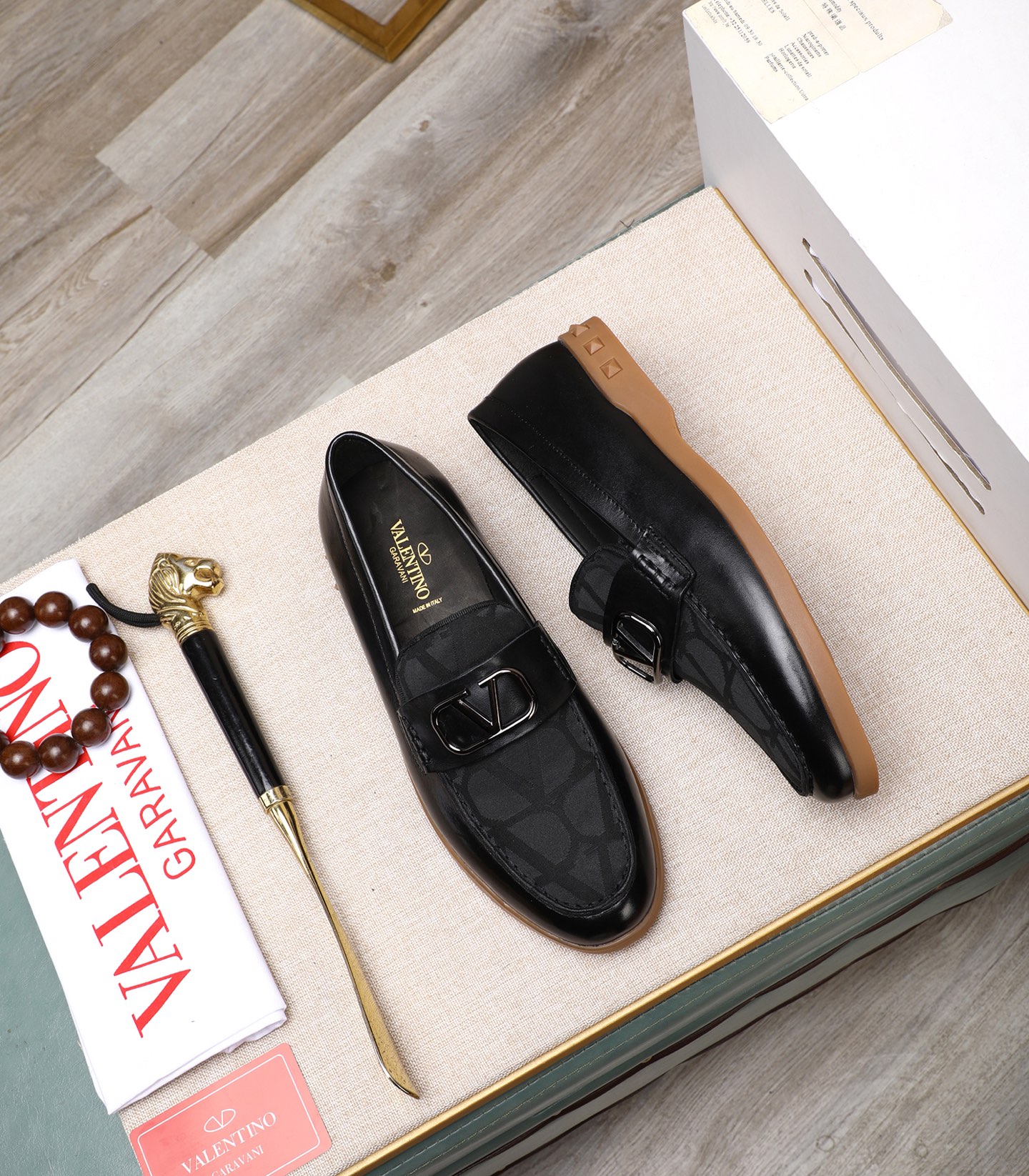 Valentino Men's Black Leather Loafers With Logo Buckle, Size 38-44 3 i1742198453803 5572 0 1