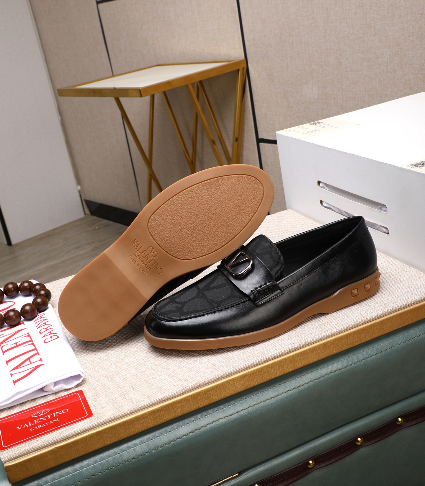 Valentino Men's Black Leather Loafers With Logo Buckle, Size 38-44 5 i1742198453836 1051 0 3