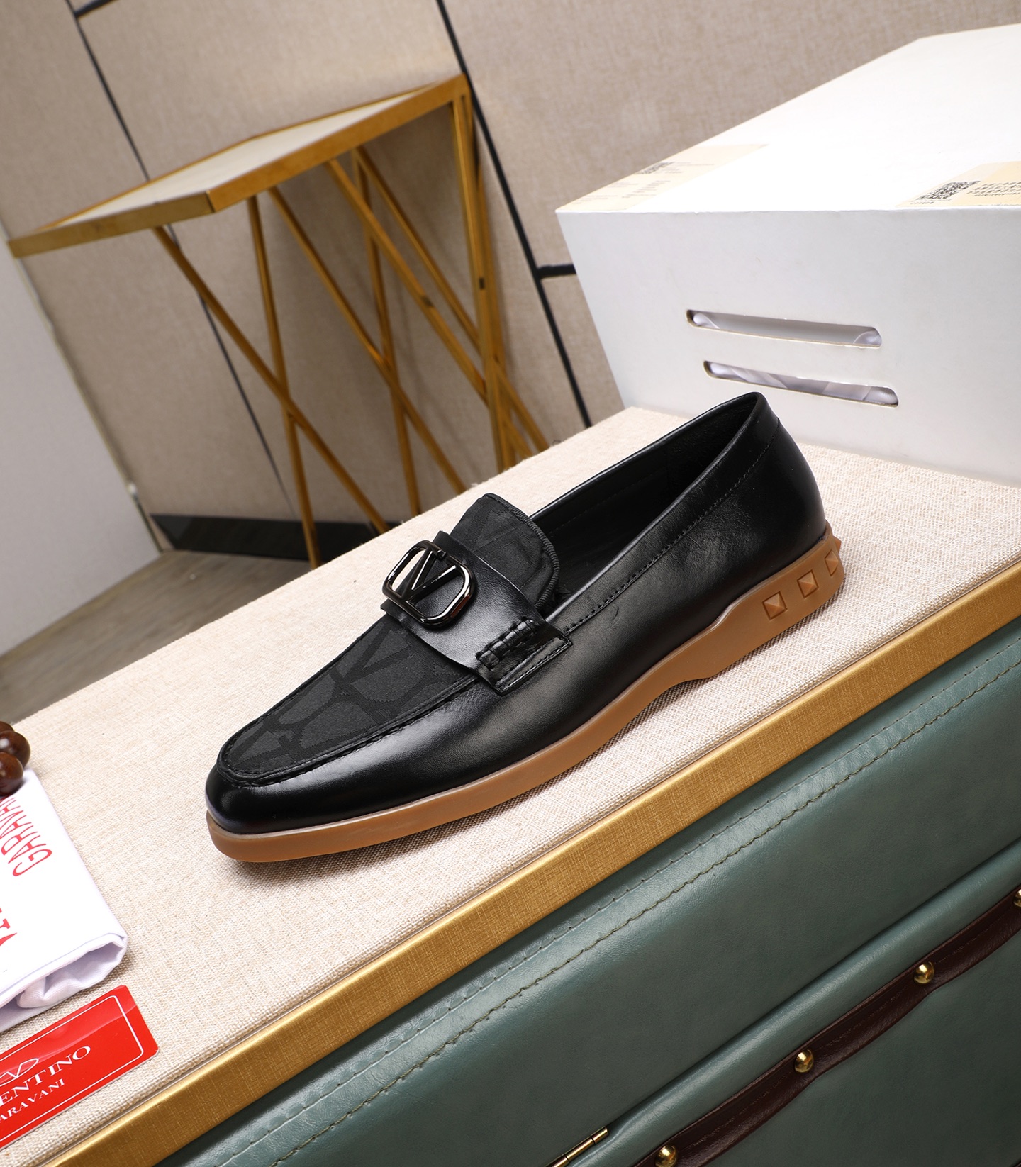 Valentino Men's Black Leather Loafers With Logo Buckle, Size 38-44 7 i1742198454648 6292 0 5