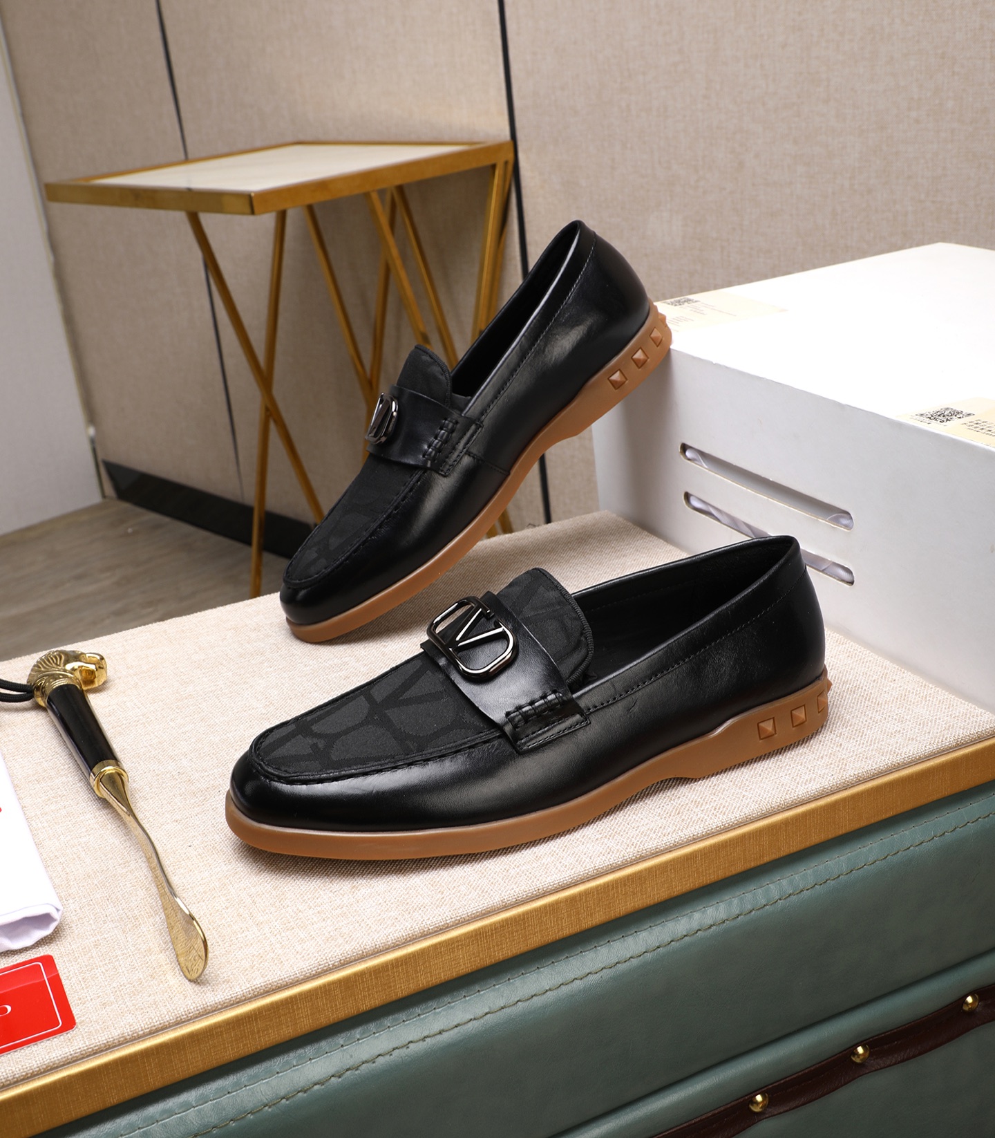 Valentino Men's Black Leather Loafers With Logo Buckle, Size 38-44 4 i1742198454676 9396 0 2