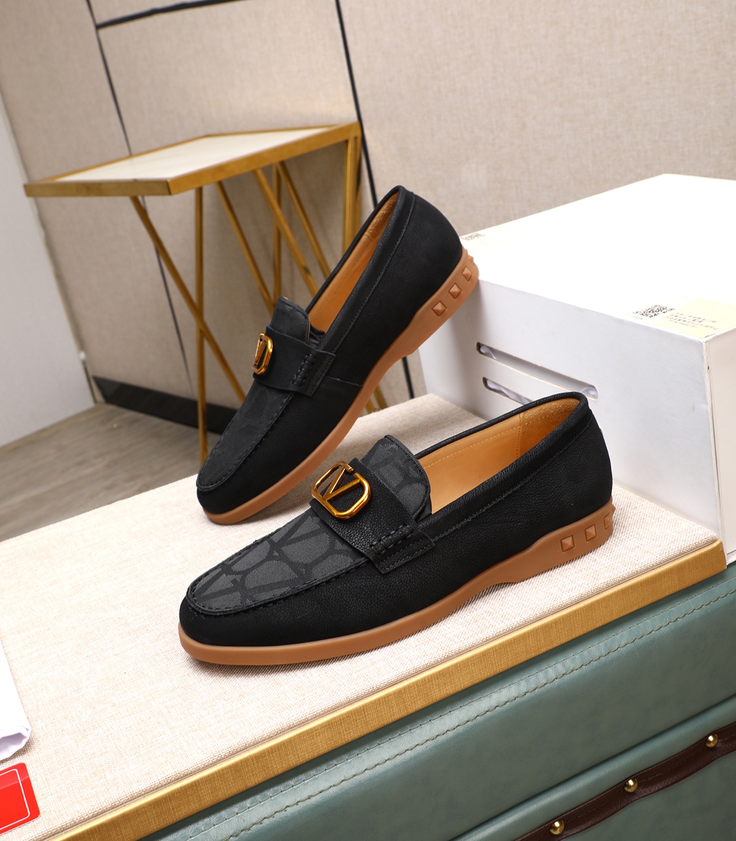 Valentino Men's Black Leather Loafers with Gold V Logo, Sizes 38-44 4 i1742198471134 1935 0 2