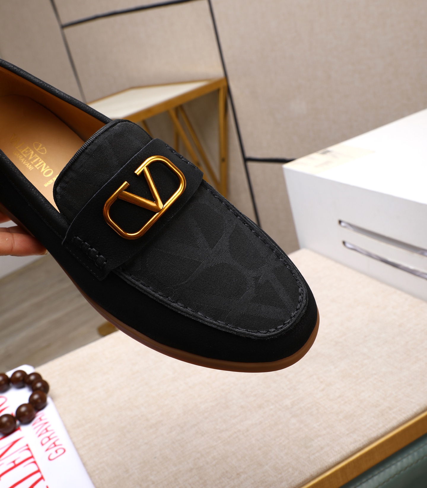 Valentino Men's Black Leather Loafers with Gold V Logo, Sizes 38-44 8 i1742198471143 5930 0 6