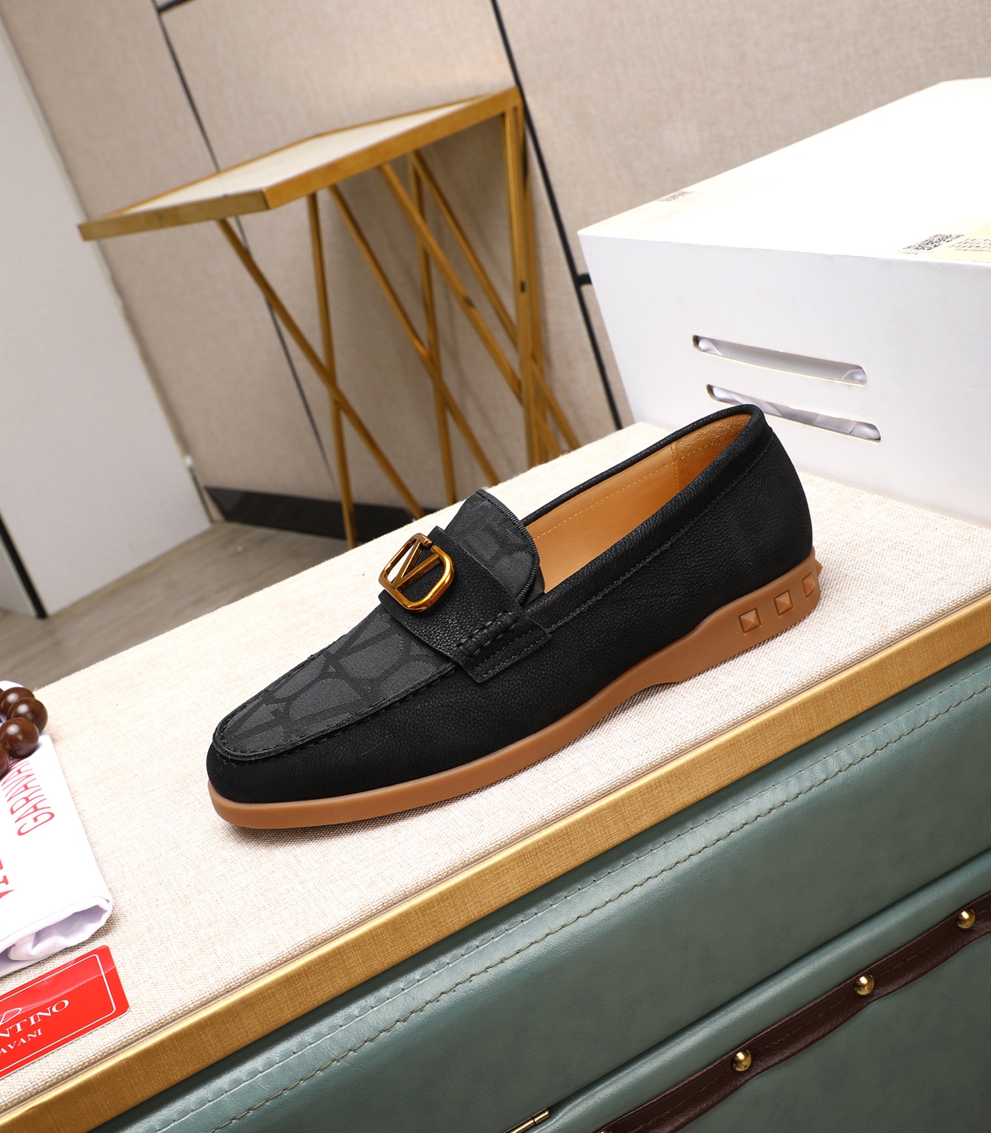 Valentino Men's Black Leather Loafers with Gold V Logo, Sizes 38-44 7 i1742198471168 8155 0 5