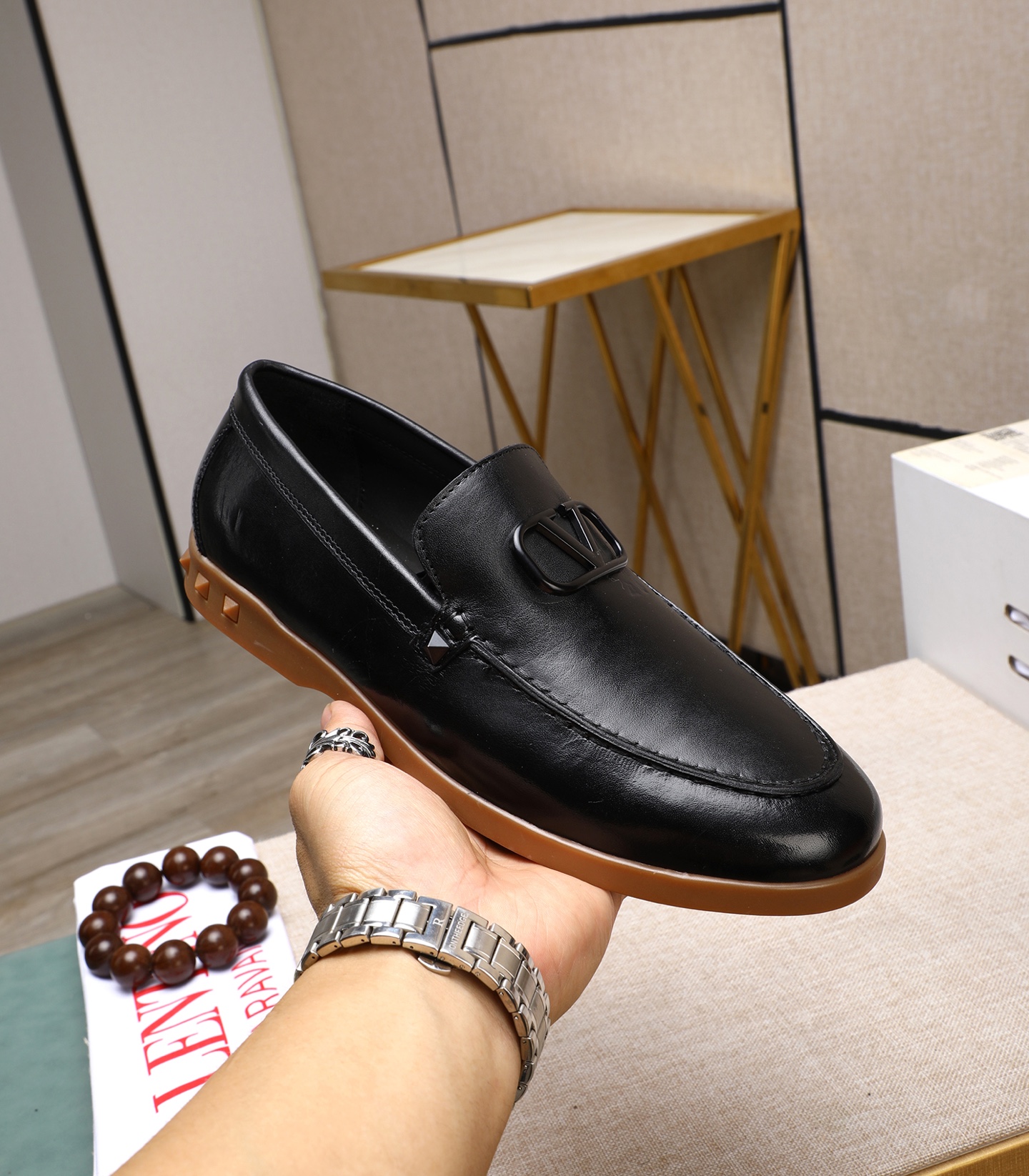 Valentino Men's Black Leather Loafers with V Logo, Sizes 38-44 6 i1742198549293 4140 0 4