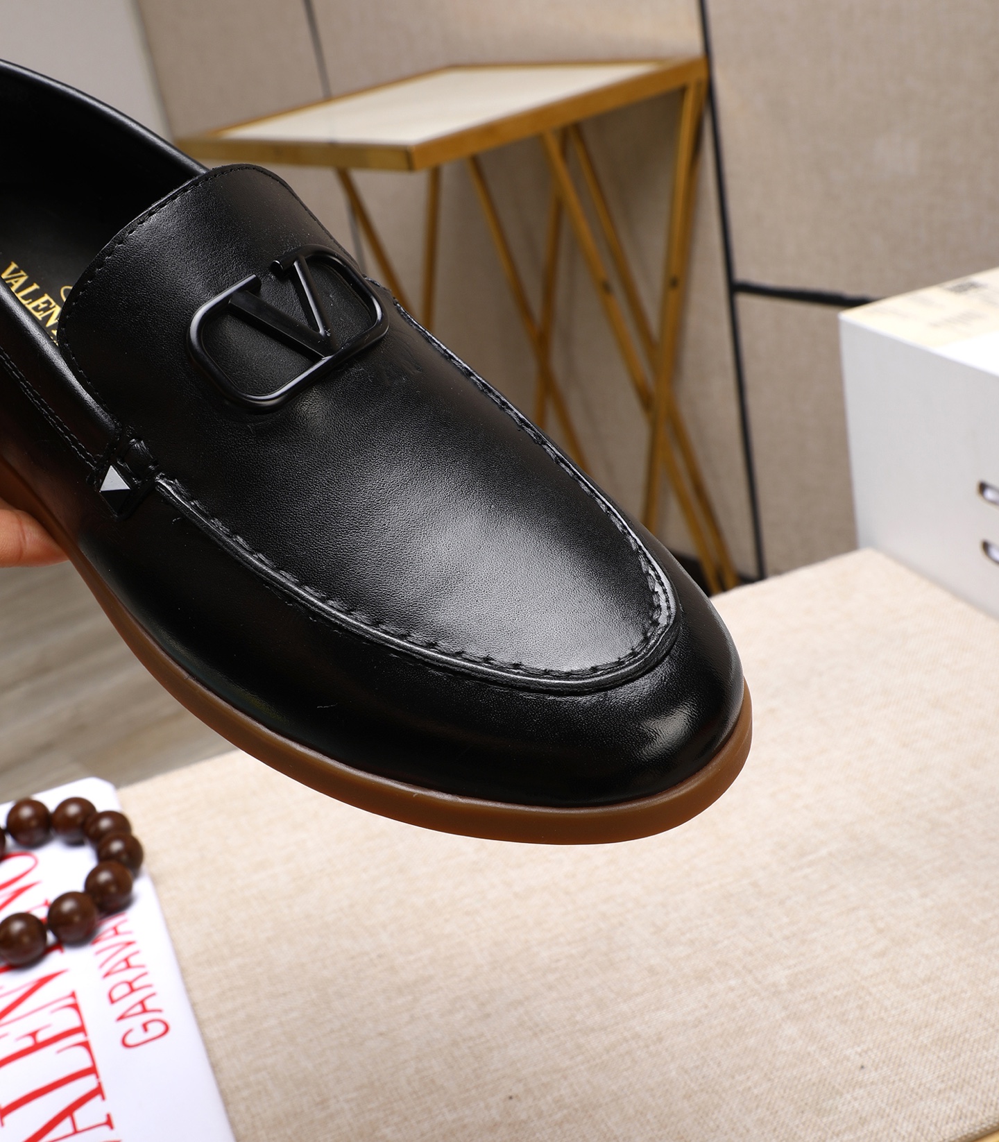 Valentino Men's Black Leather Loafers with V Logo, Sizes 38-44 9 i1742198549302 4247 0 7