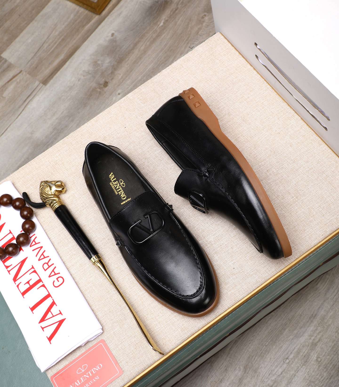 Valentino Men's Black Leather Loafers with V Logo, Sizes 38-44 3 i1742198549347 5451 0 1