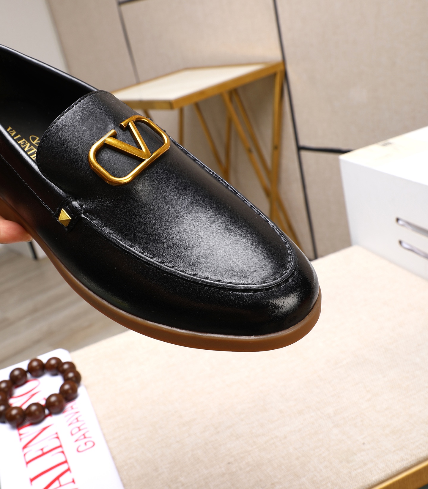Valentino Garavani Men's Leather Loafers with Gold Logo Accent 8 i1742198566297 3780 0 6