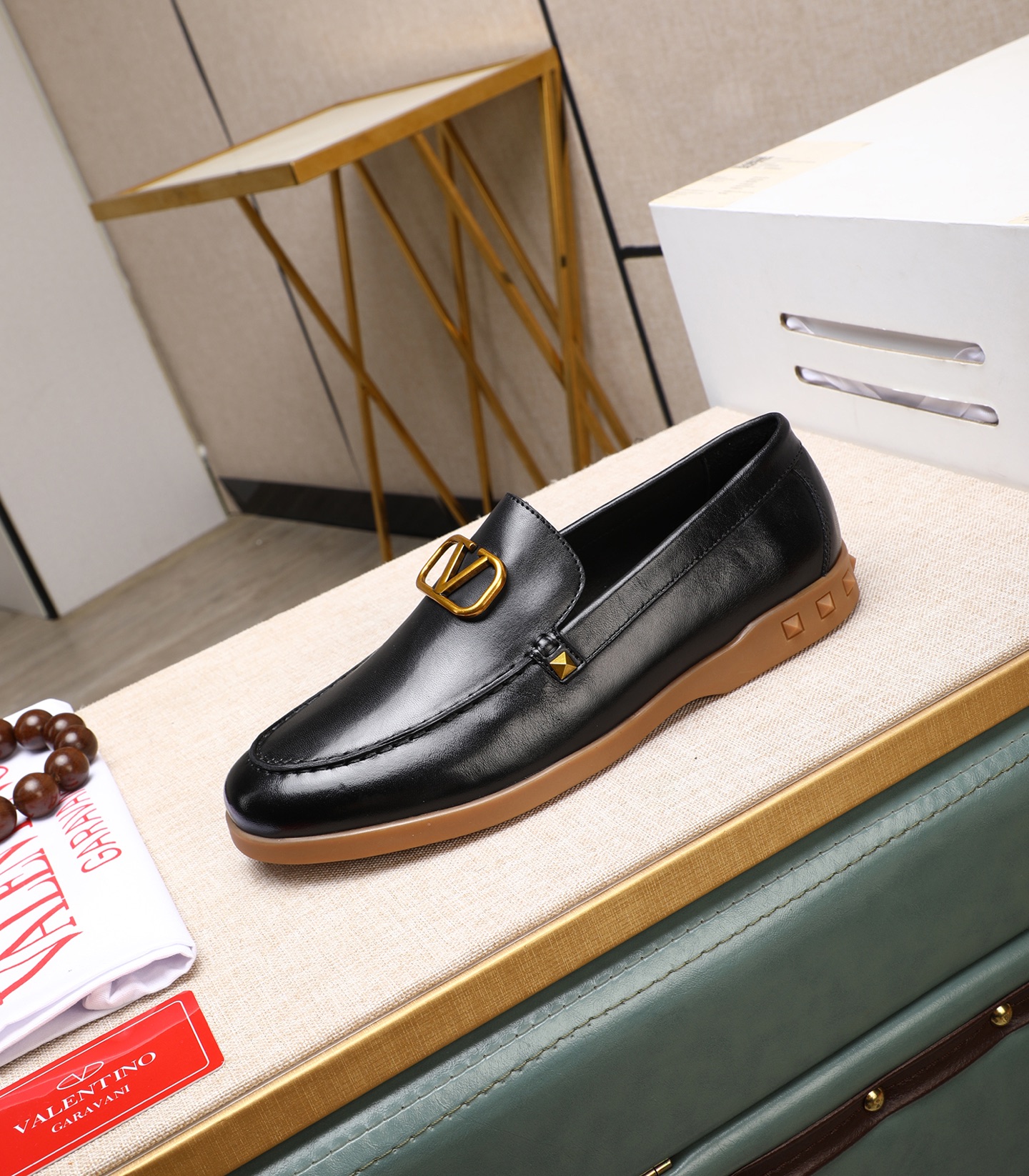 Valentino Garavani Men's Leather Loafers with Gold Logo Accent 7 i1742198566323 7819 0 5