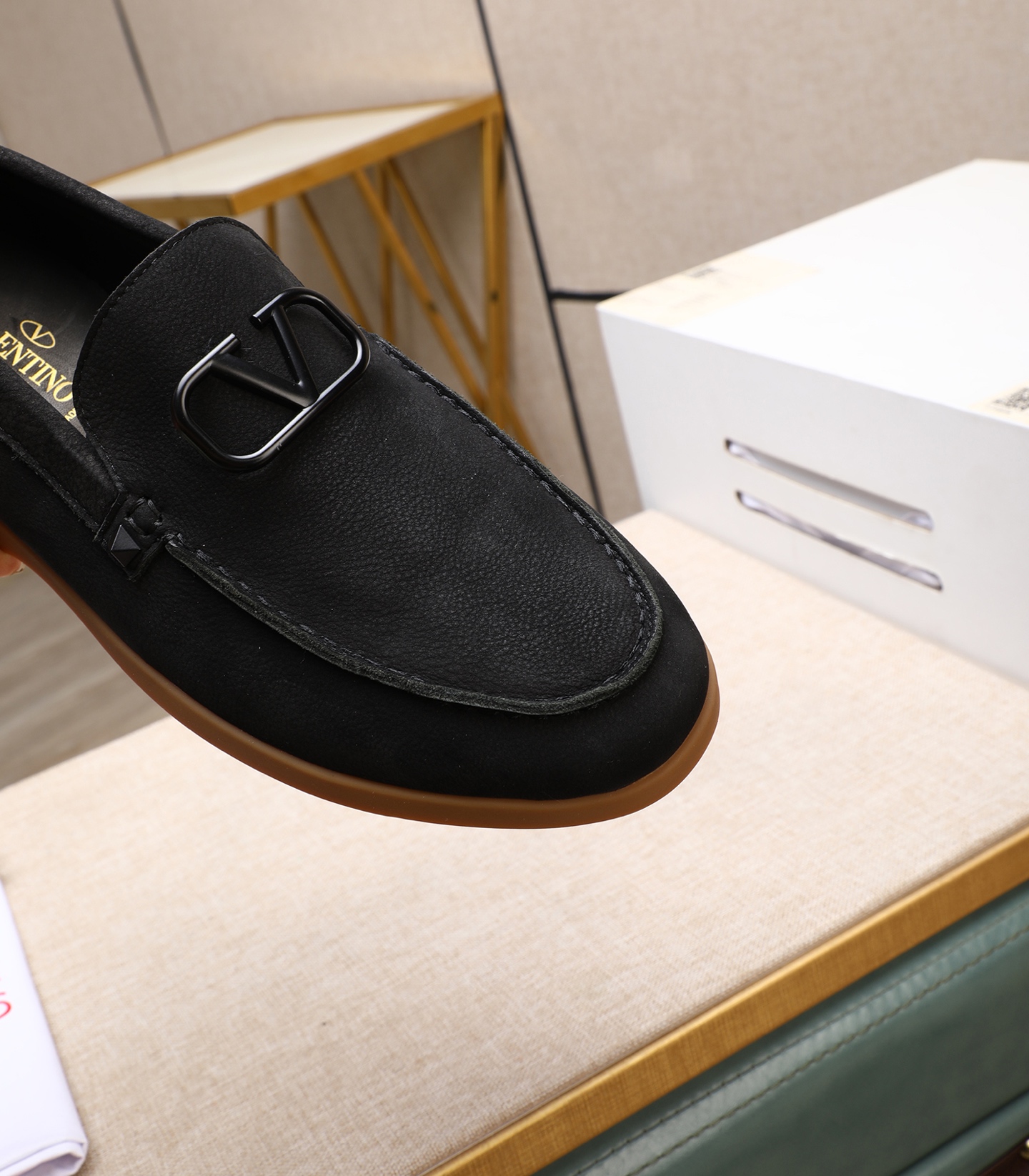 Valentino Men's Black Leather Loafers with Metal Logo | Sizes 38-44 8 i1742198582397 4012 0 6