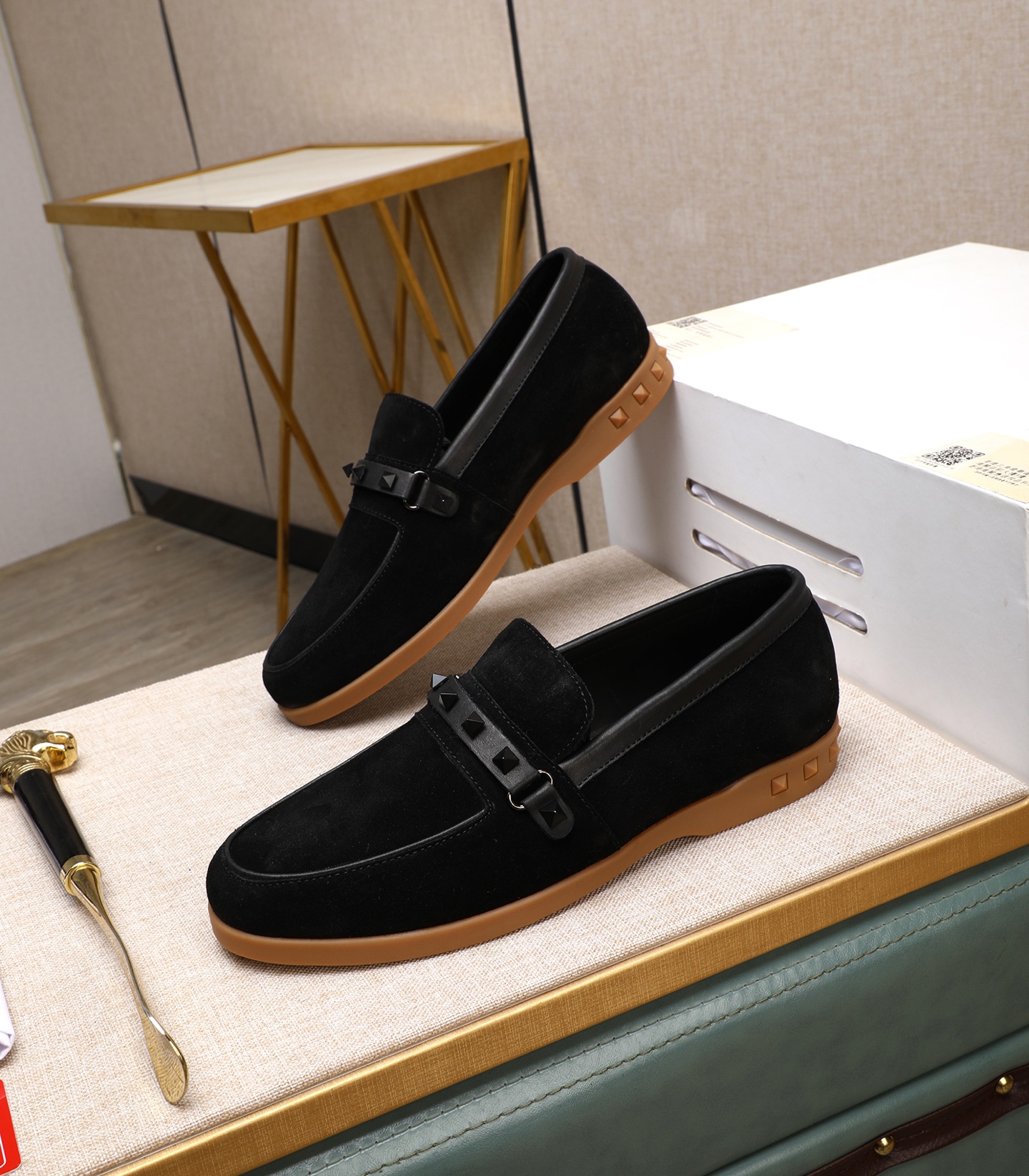 Valentino Men's Black Suede Leather Loafers with Studded Strap, Sizes 38-44 4 i1742198655787 1650 0 2