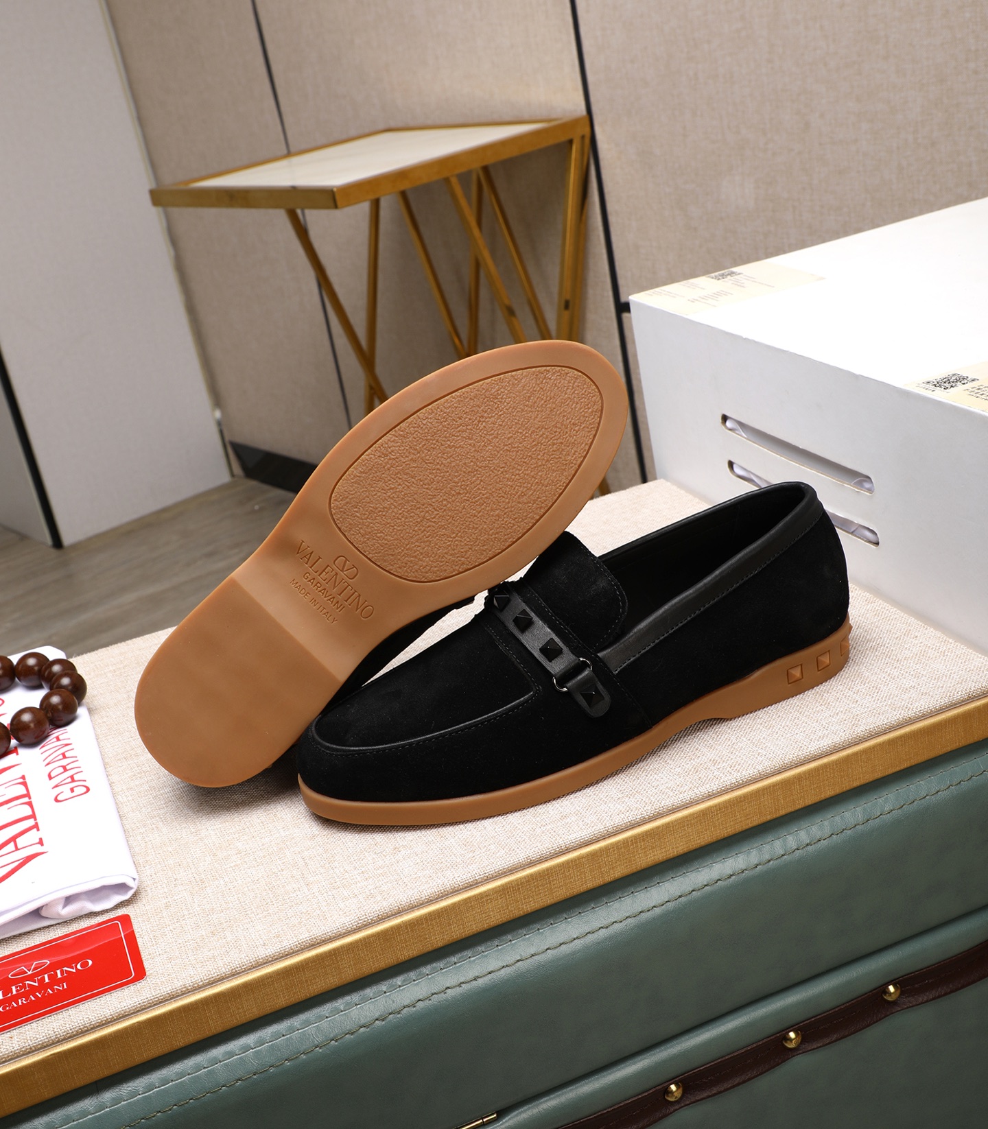 Valentino Men's Black Suede Leather Loafers with Studded Strap, Sizes 38-44 5 i1742198655792 2978 0 3