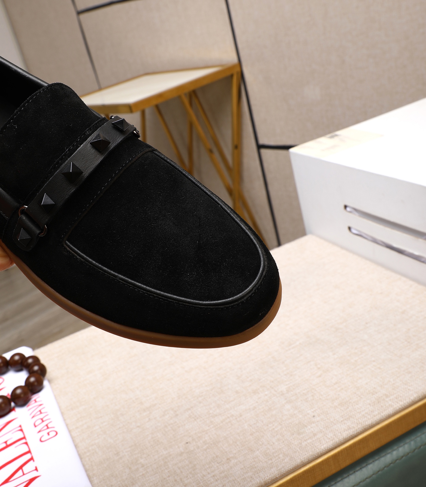 Valentino Men's Black Suede Leather Loafers with Studded Strap, Sizes 38-44 9 i1742198656753 4981 0 7