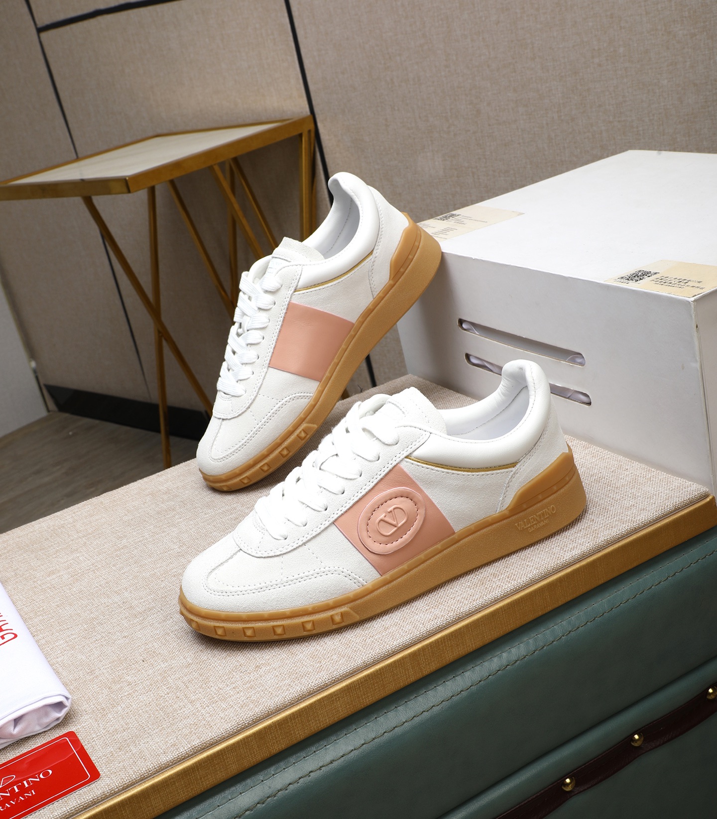 Valentino Garavani UPVILLAGE Leather Sneakers with Rivet Detail for Couples