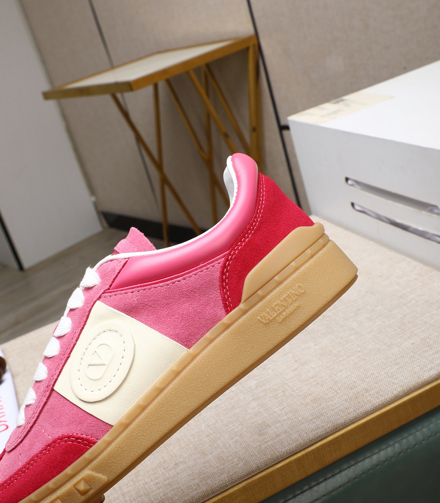 Valentino Garavani UPVILLAGE Pink Leather & Suede Studded Sneakers 10 i1742543072040 6178 0 8