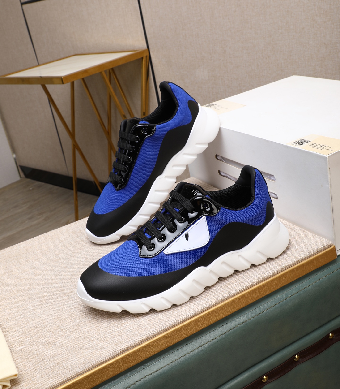 Fendi Tag Men's Blue and Black Tech Mesh Sneakers - Size 39-44