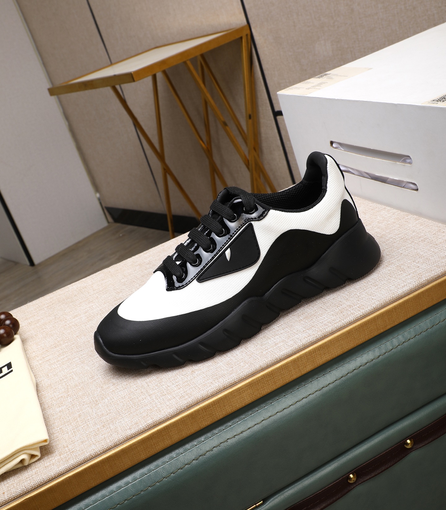 Fendi Tag Men's Black & White Tech Mesh Sneakers with Rubber Sole 7 i1742543533065 3933 0 5