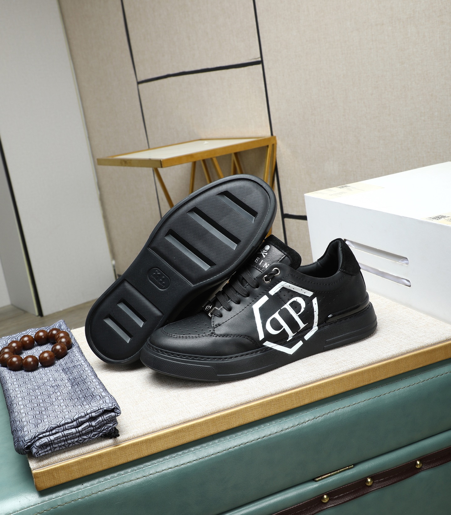 Philipp Plein Men's Black Leather Sneakers with Metal Accents - Size 39-45 5 i1743147873891 5702 0 3