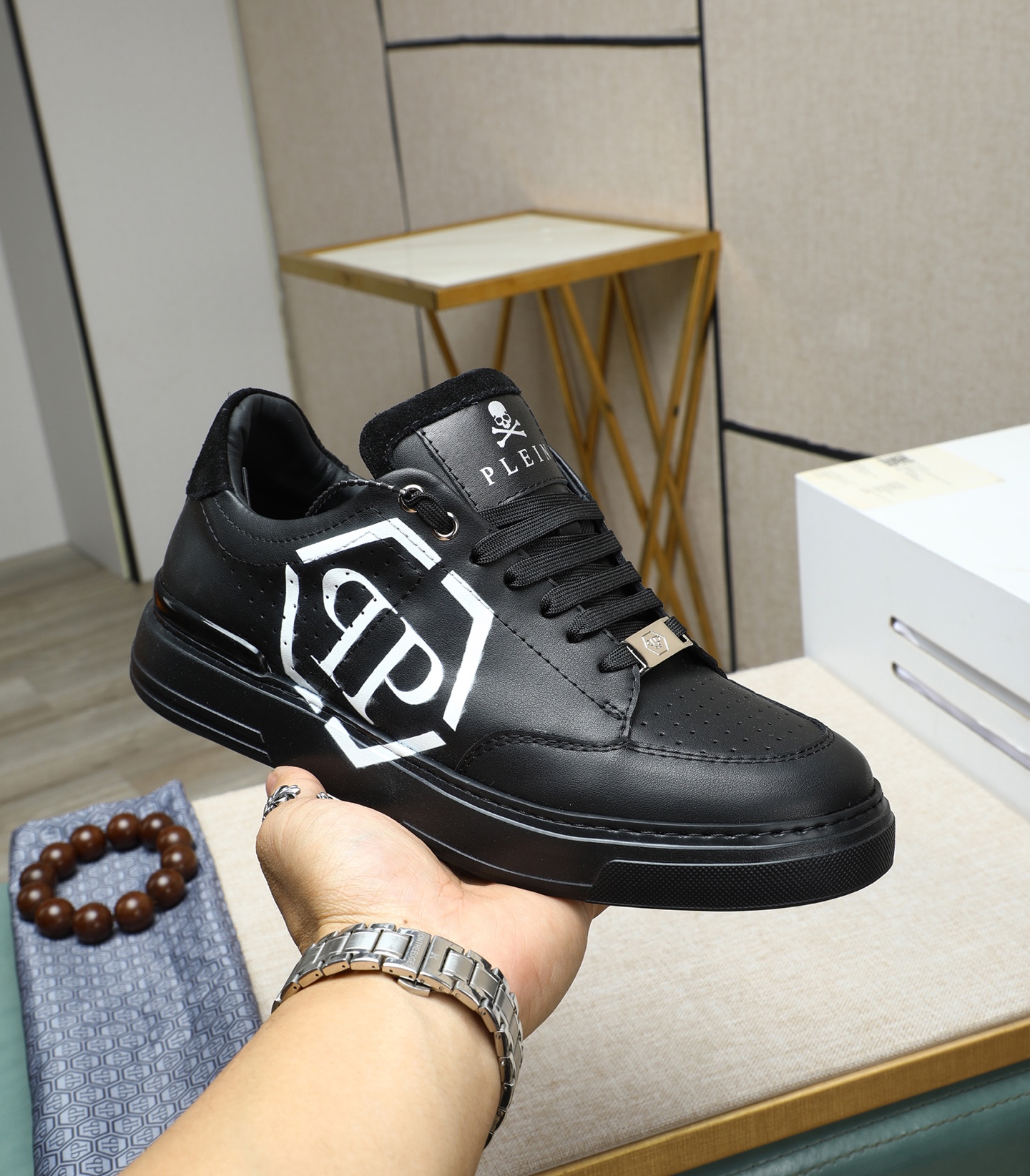 Philipp Plein Men's Black Leather Sneakers with Metal Accents - Size 39-45 6 i1743147874796 2587 0 4