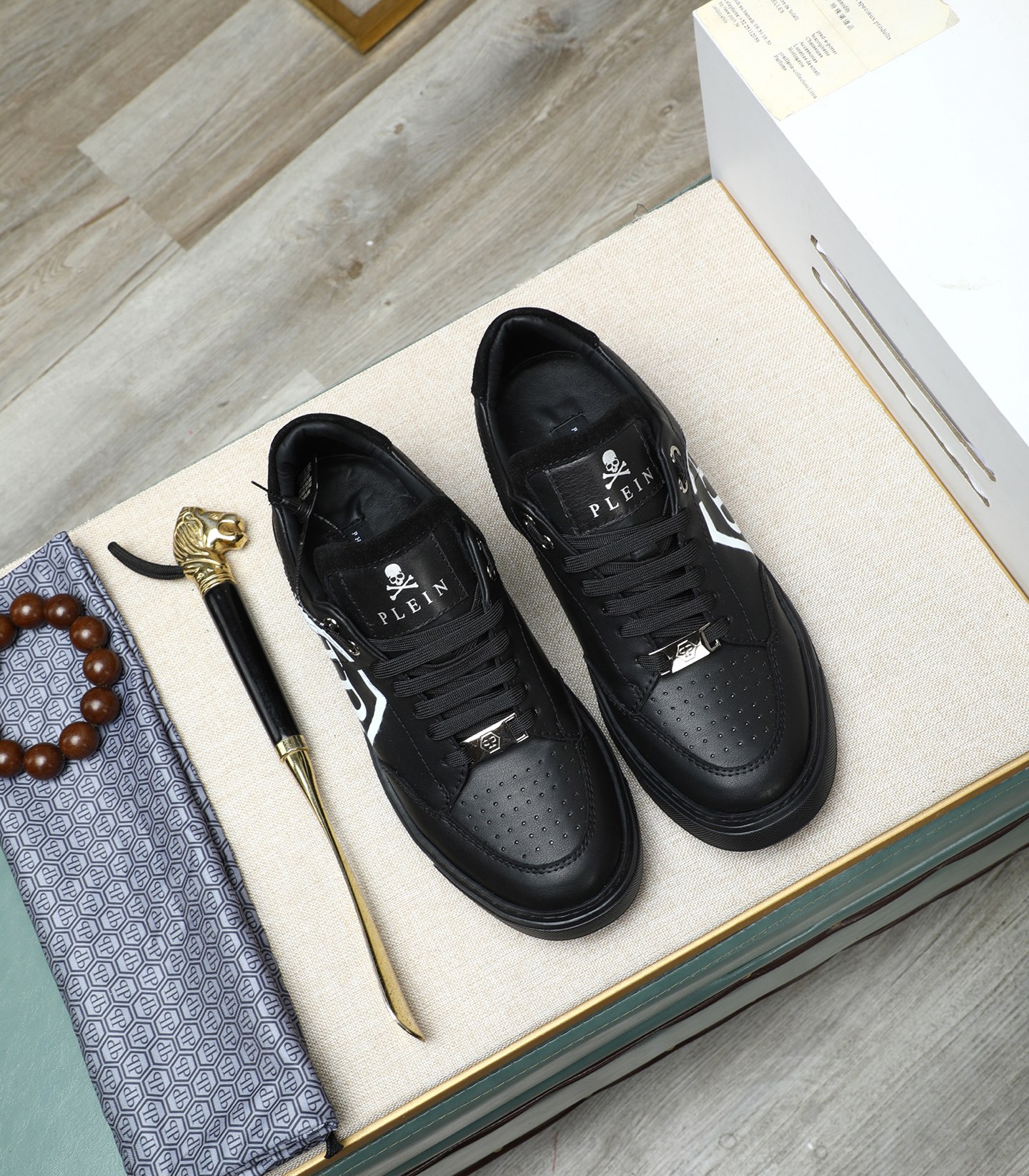 Philipp Plein Men's Black Leather Sneakers with Metal Accents - Size 39-45 3 i1743147874812 8927 0 1