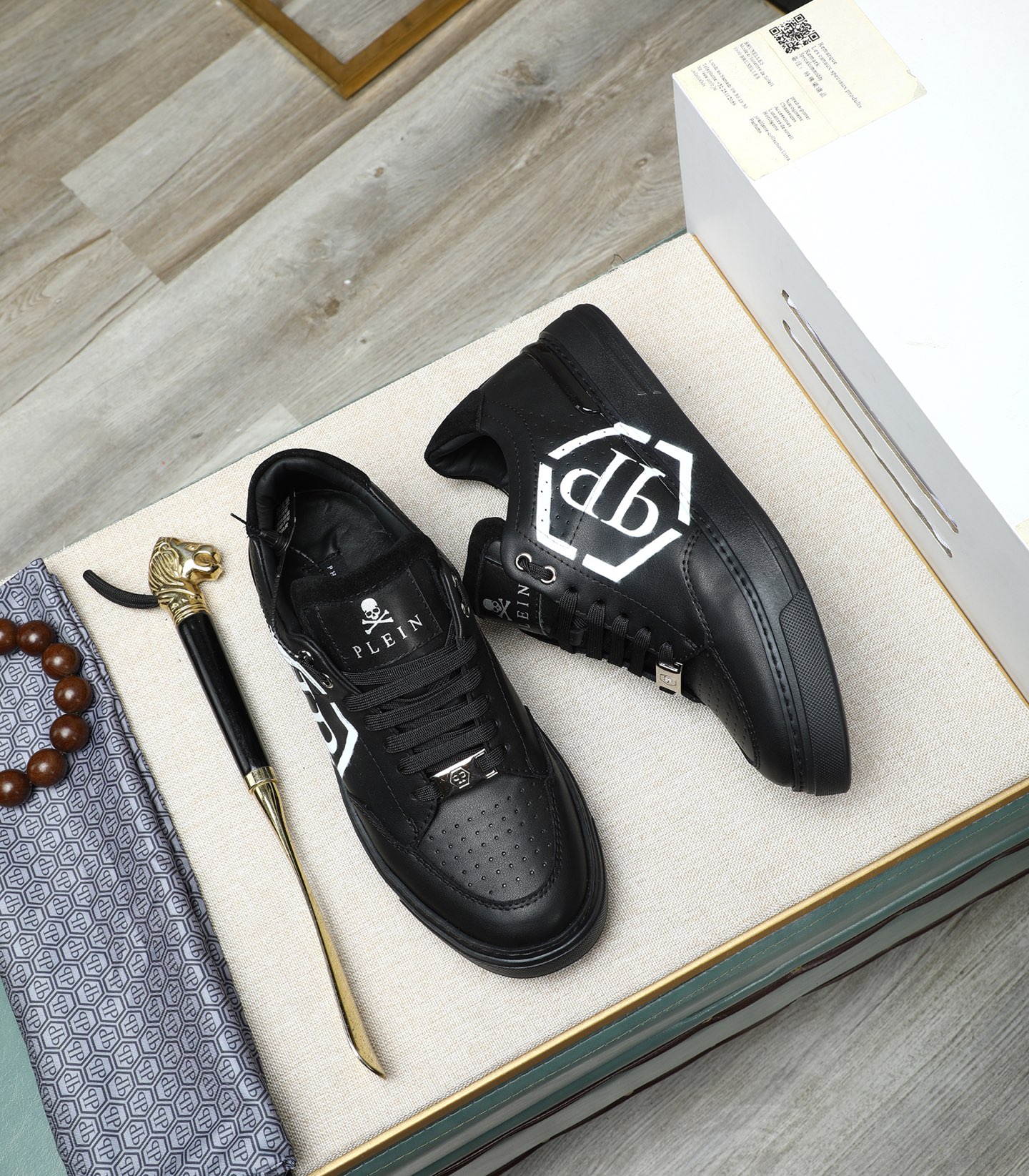 Philipp Plein Men's Black Leather Sneakers with Metal Accents - Size 39-45 4 i1743147874840 491 0 2