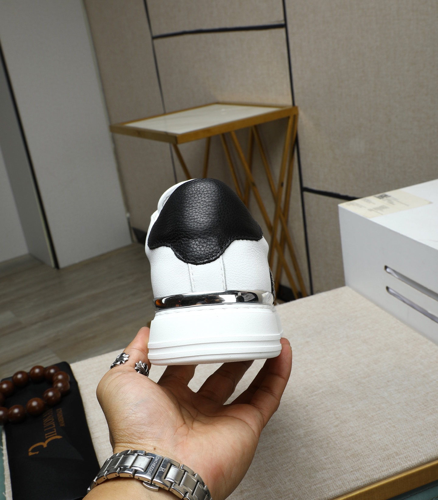 Philipp Plein Men's White Leather Sneakers with Black Heel Accent 10 i1743148008064 2940 0 8