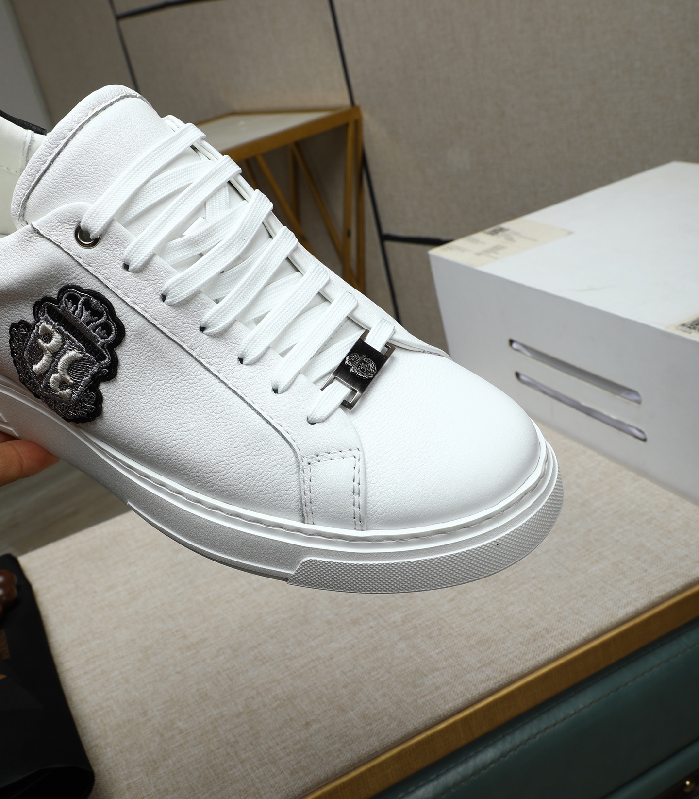 Philipp Plein Men's White Leather Sneakers with Black Heel Accent 9 i1743148008093 349 0 7
