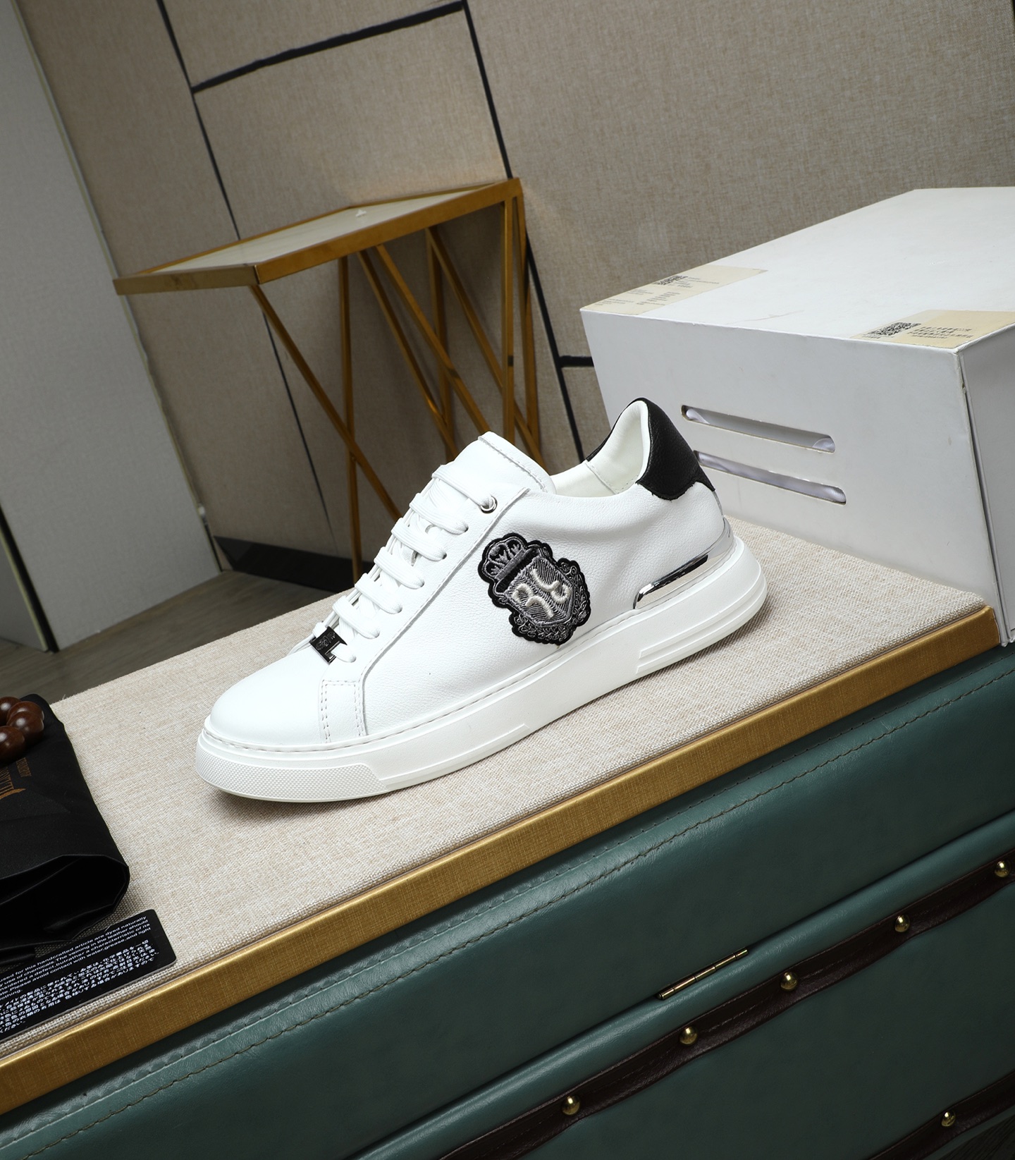 Philipp Plein Men's White Leather Sneakers with Black Heel Accent 7 i1743148008122 7939 0 5