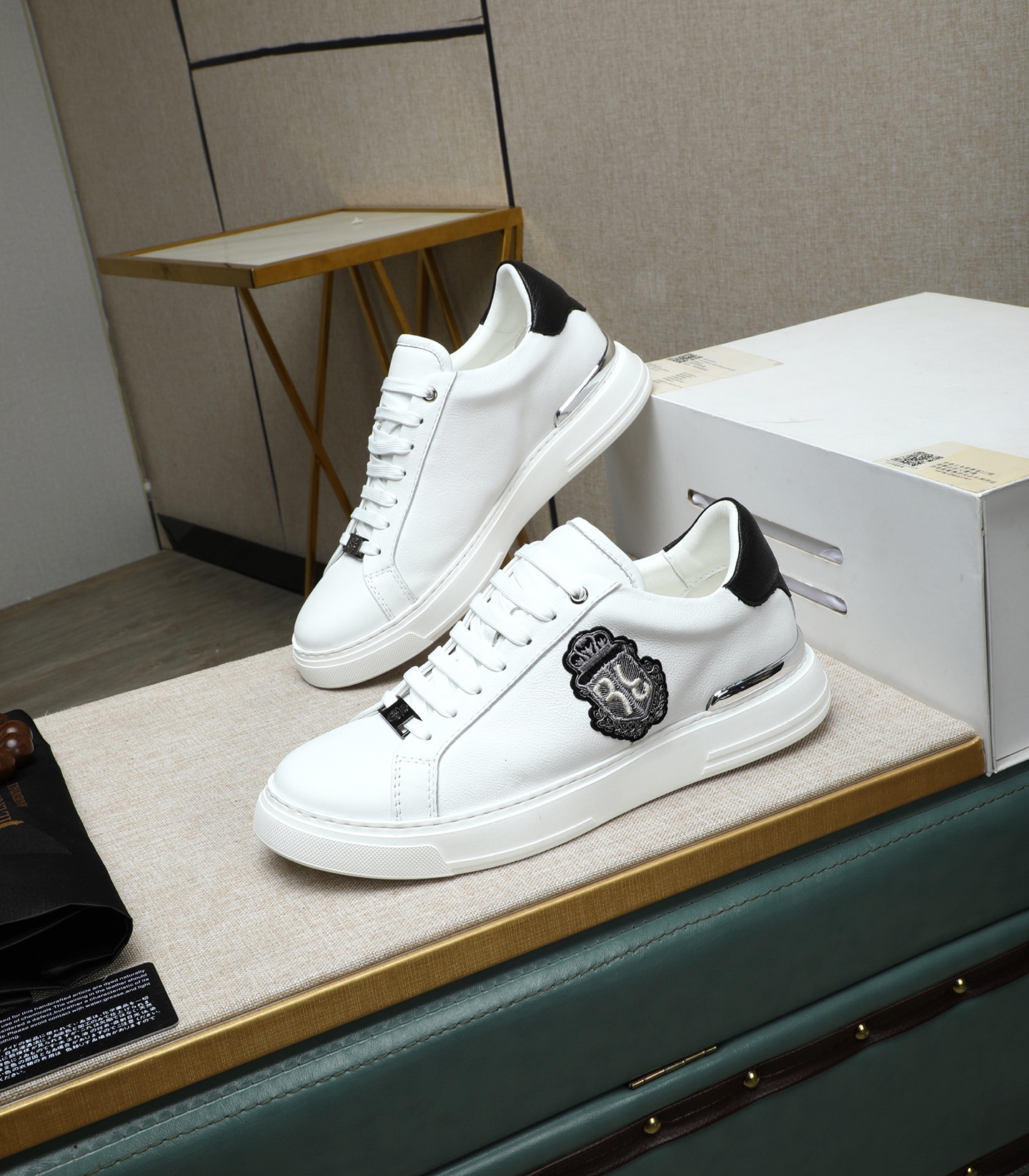 Philipp Plein Men's White Leather Sneakers with Black Heel Accent 2 i1743148008127 1632 0 0