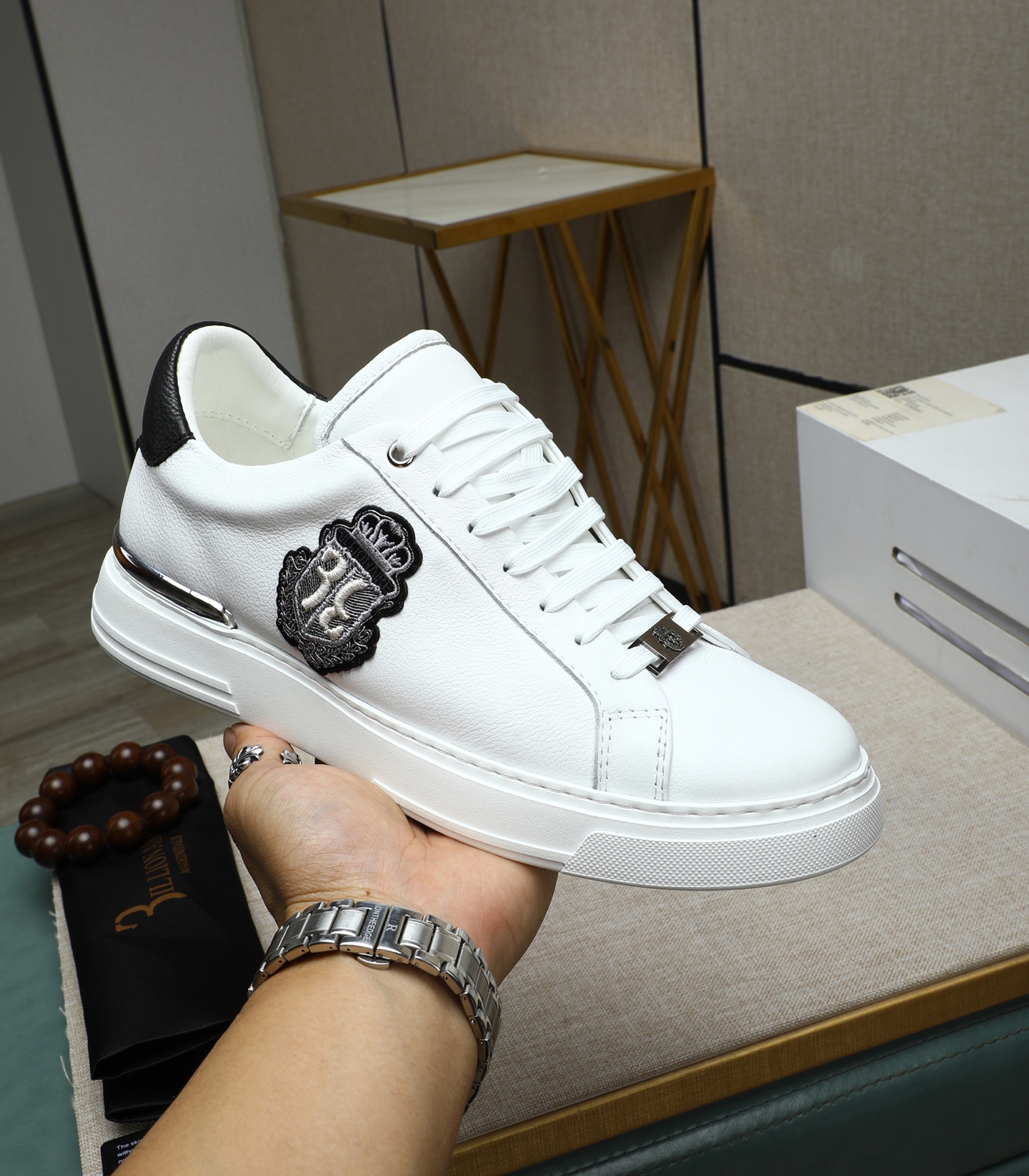 Philipp Plein Men's White Leather Sneakers with Black Heel Accent 6 i1743148009038 8558 0 4