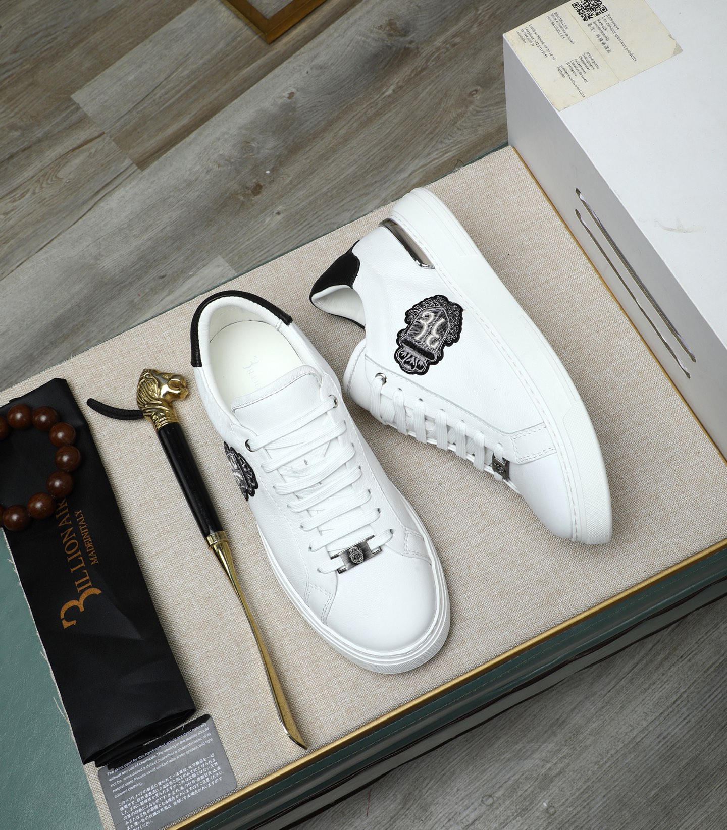 Philipp Plein Men's White Leather Sneakers with Black Heel Accent 4 i1743148009044 9591 0 2