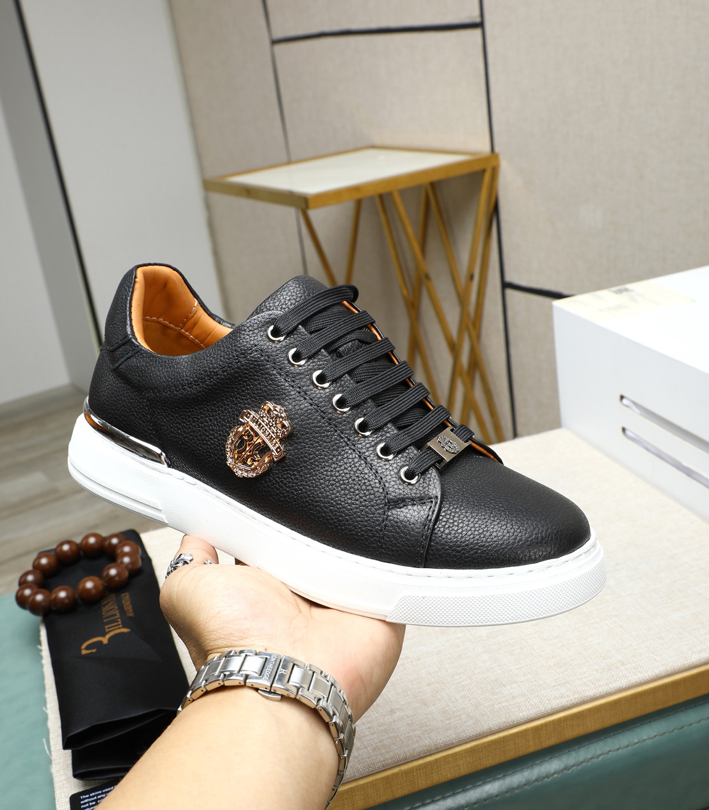 Philipp Plein Leather Sneakers - Black Leather Upper and Rubber Sole 6 i1743148076471 2632 0 4